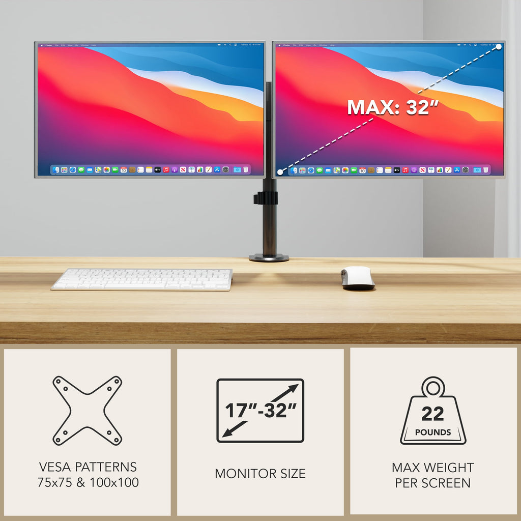 Mount-It! Dual Monitor Desk Stand, Fits 17"-32" Screen Sizes, Full Motion Mount, Ergonomic - Image 6
