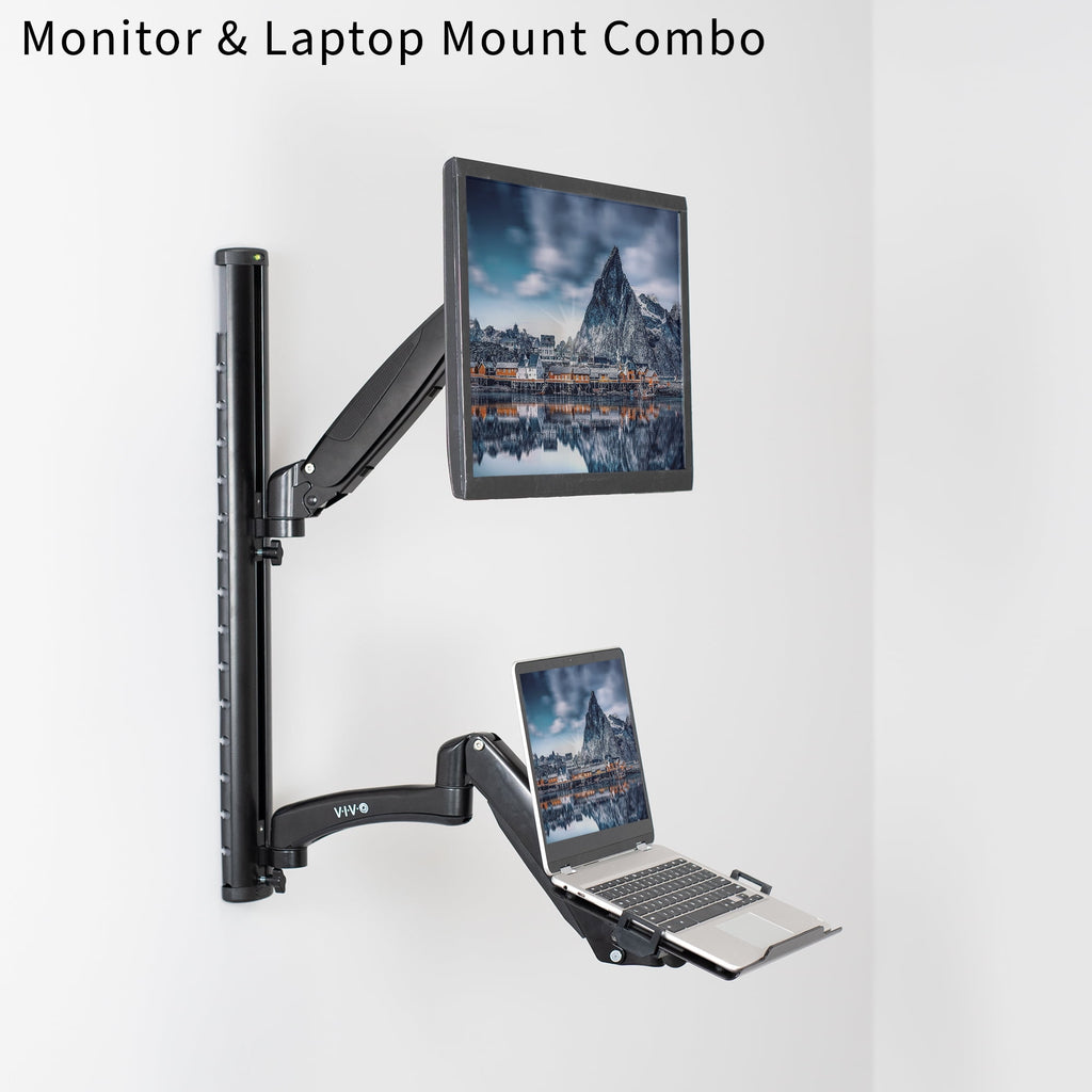 VIVO Sit Stand Adjustable Monitor Laptop Computer Workstation, Fits  27" Screens - Image 2