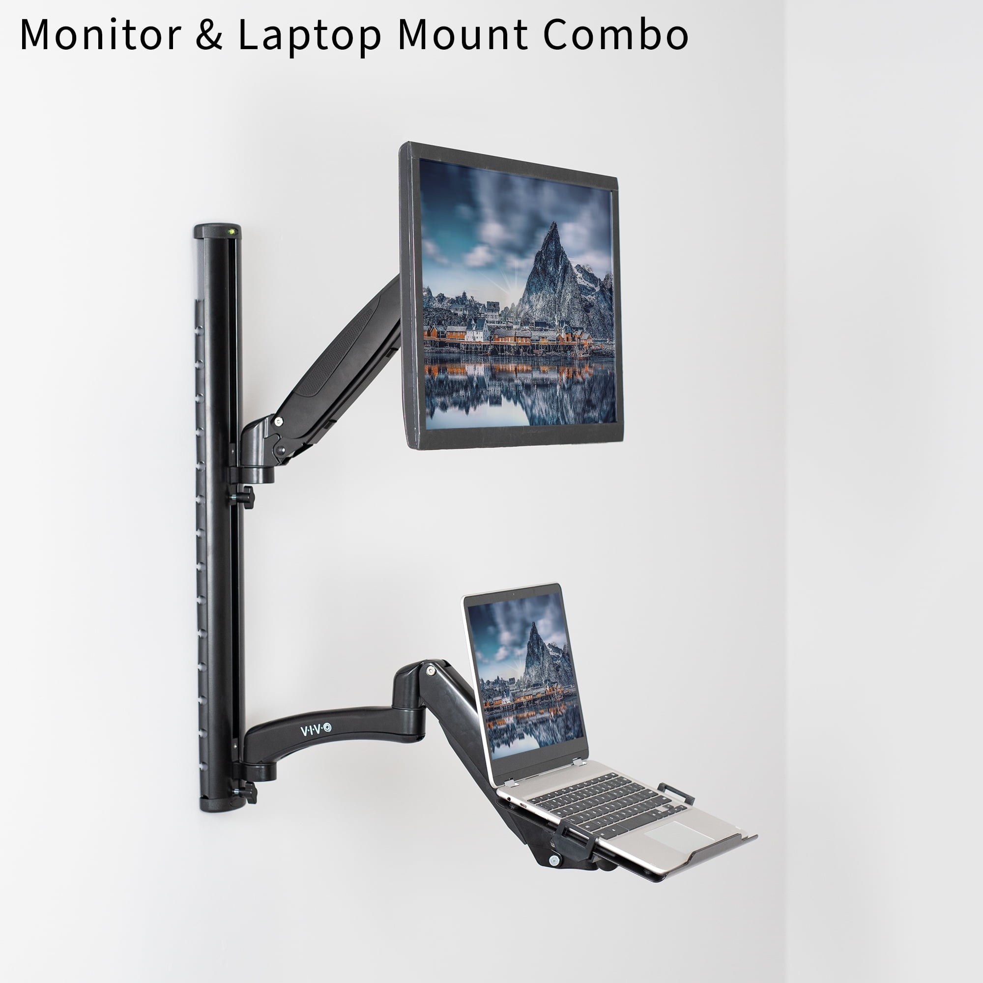 VIVO Sit Stand Adjustable Monitor Laptop Computer Workstation, Fits  27" Screens - Image 2