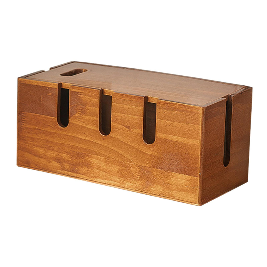 Esquirla Cable Management Box Wood Dustproof Cord Organizer for Desk Wire Organizer for Power Outlets Power Strips Home Office USB Hub - Image 3