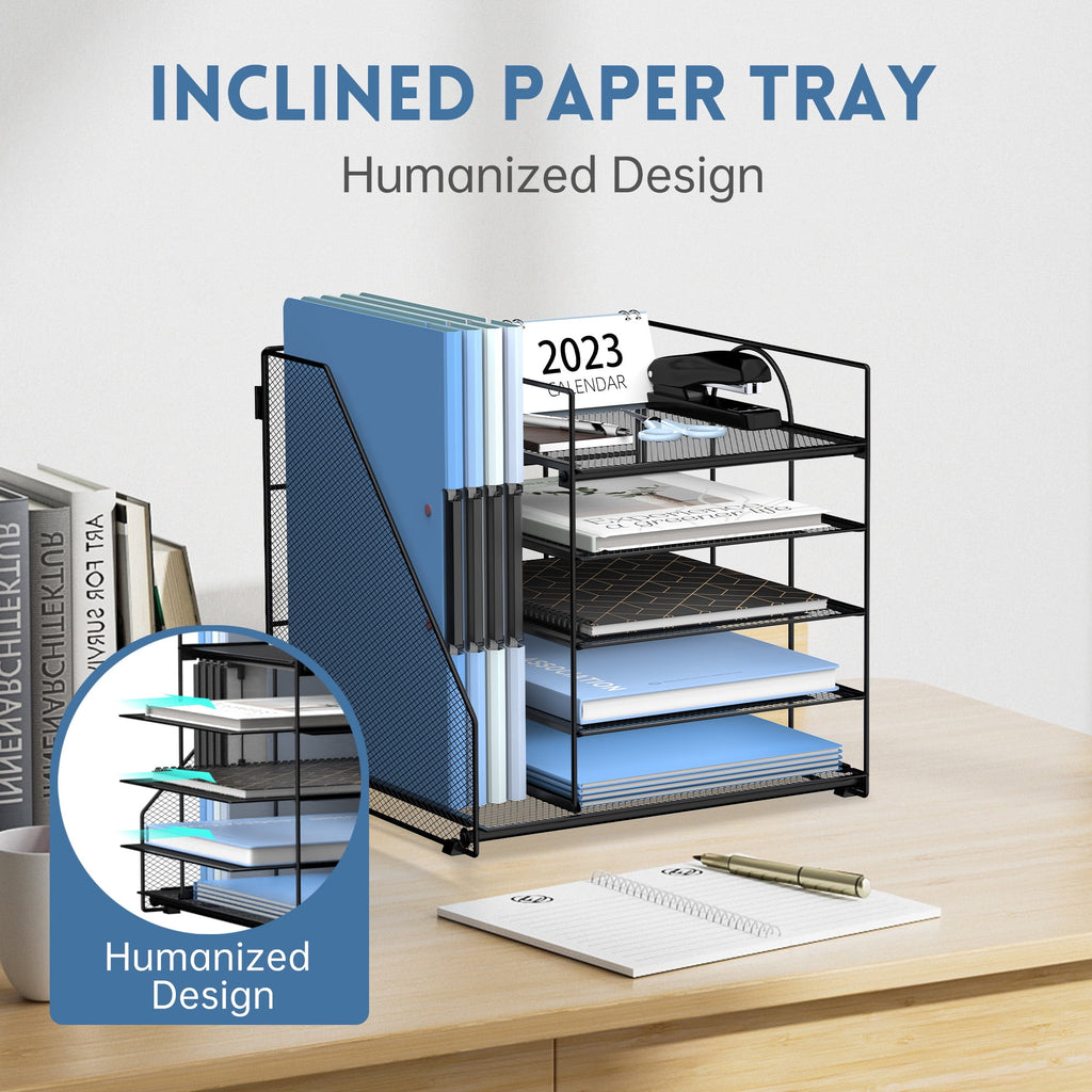 5-Tier Desk Organizer with File Holder, Letter Tray Paper Organizer, 1 Pcs - Image 3