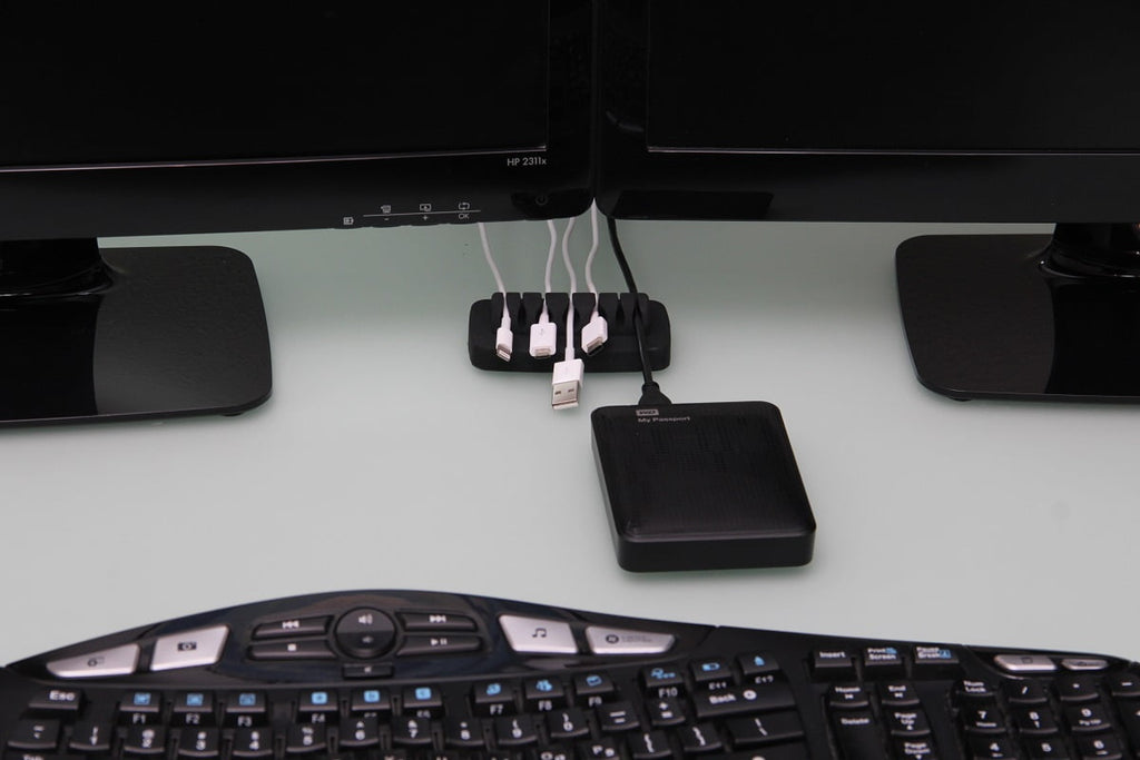 Heaviest Cable Organizer on the Market! Compact Weighted Desktop Cord Holder (Black) ENVISIONED - Image 3