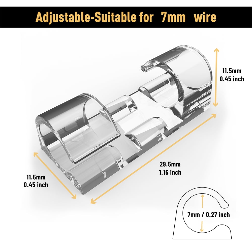 Cable Clips with Strong Self-Adhesive, XIAOXI Cable Tidy Management Sticky Wire and cord Holder Organizer - 40 Pcs (Clear) - Image 2