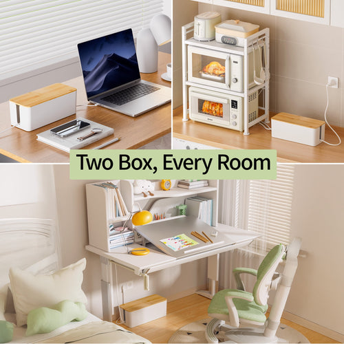 2 Pack Cable Management Box, Cord Organizer Box for Table - Image 2