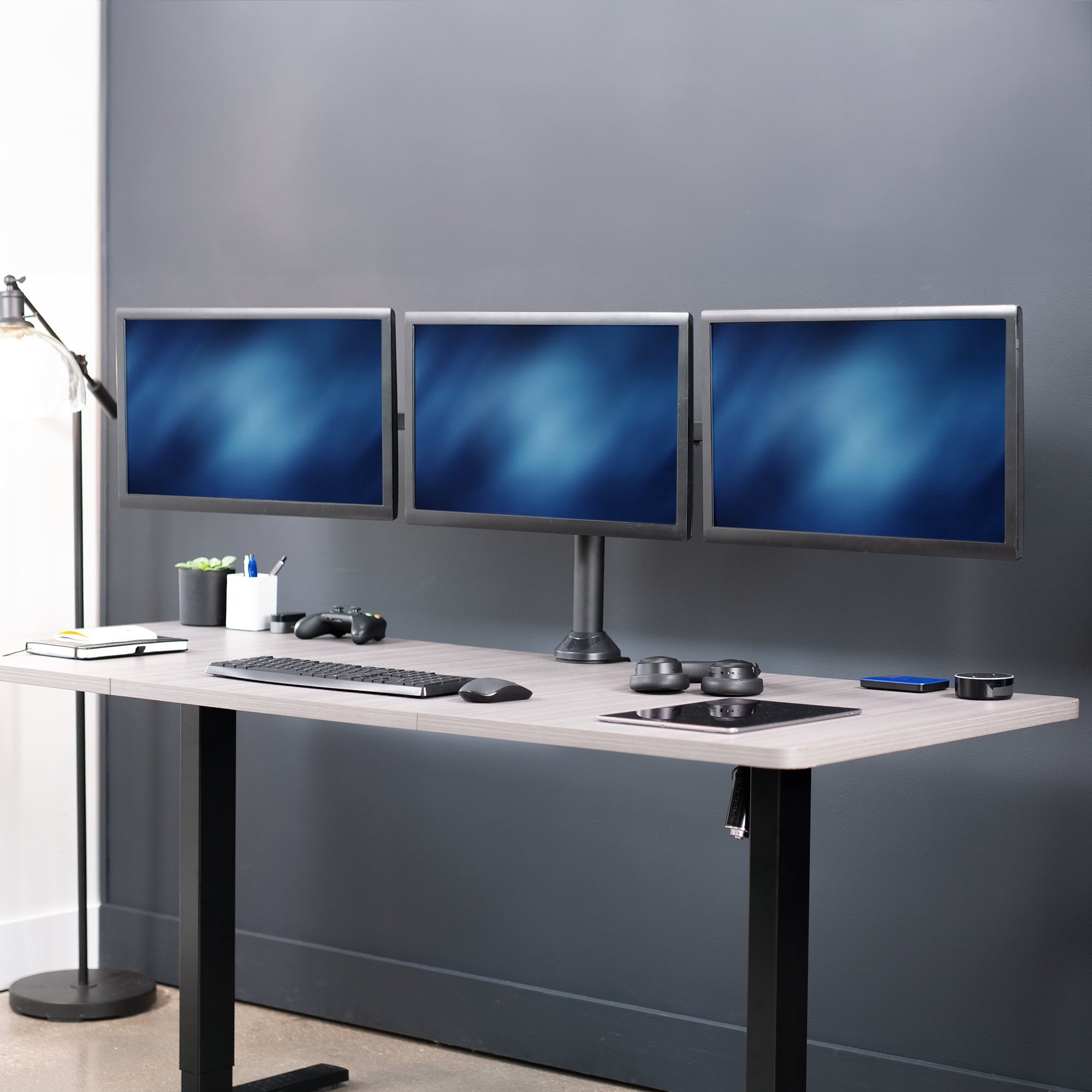 VIVO Triple Monitor Desk Mount, Heavy Duty Stand, Computer Screens up to 32" - Image 2