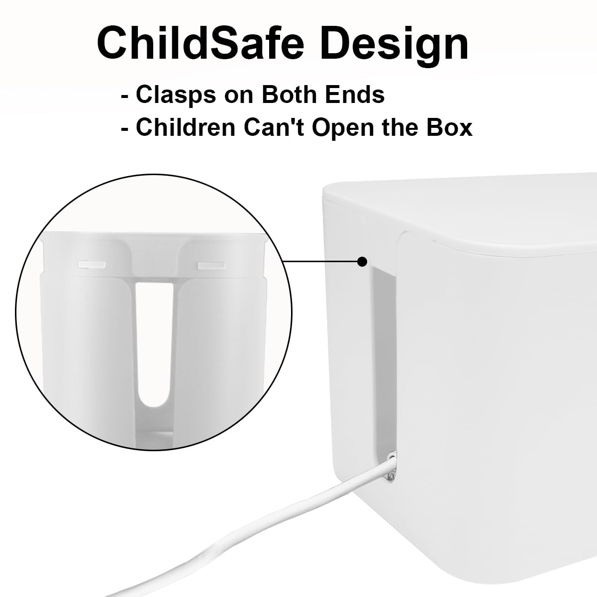 Cable Management Box Set Organizer 3 Size to Hide Wires Power Strips Electrical Cord - White - Image 2