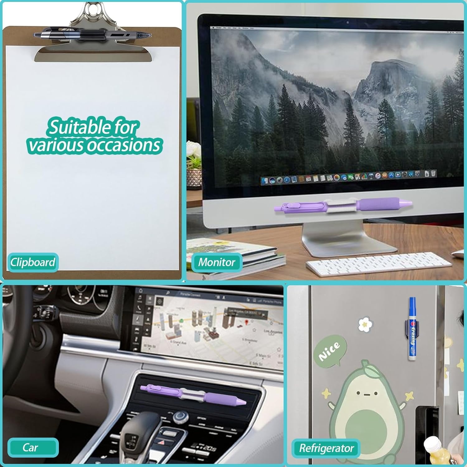 WLGJL Adhesive Pen Holder for Wall Pencil Holder for Desk Organizer, Silicone Pen Holders for Clipboard, Marker Holder Sticky Pen Holder for - Image 4