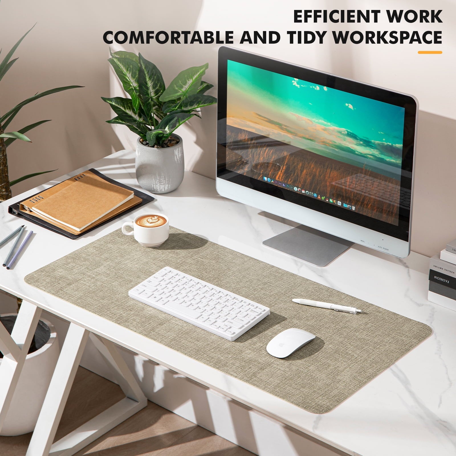 NOSTHEART Leather Desk Pad Protector ,Mouse Pad,Office Desk Mat, Non-Slip PU Leather Desk Blotter,Laptop Desk Pad,Waterproof Desk Writing Pa - Image 3