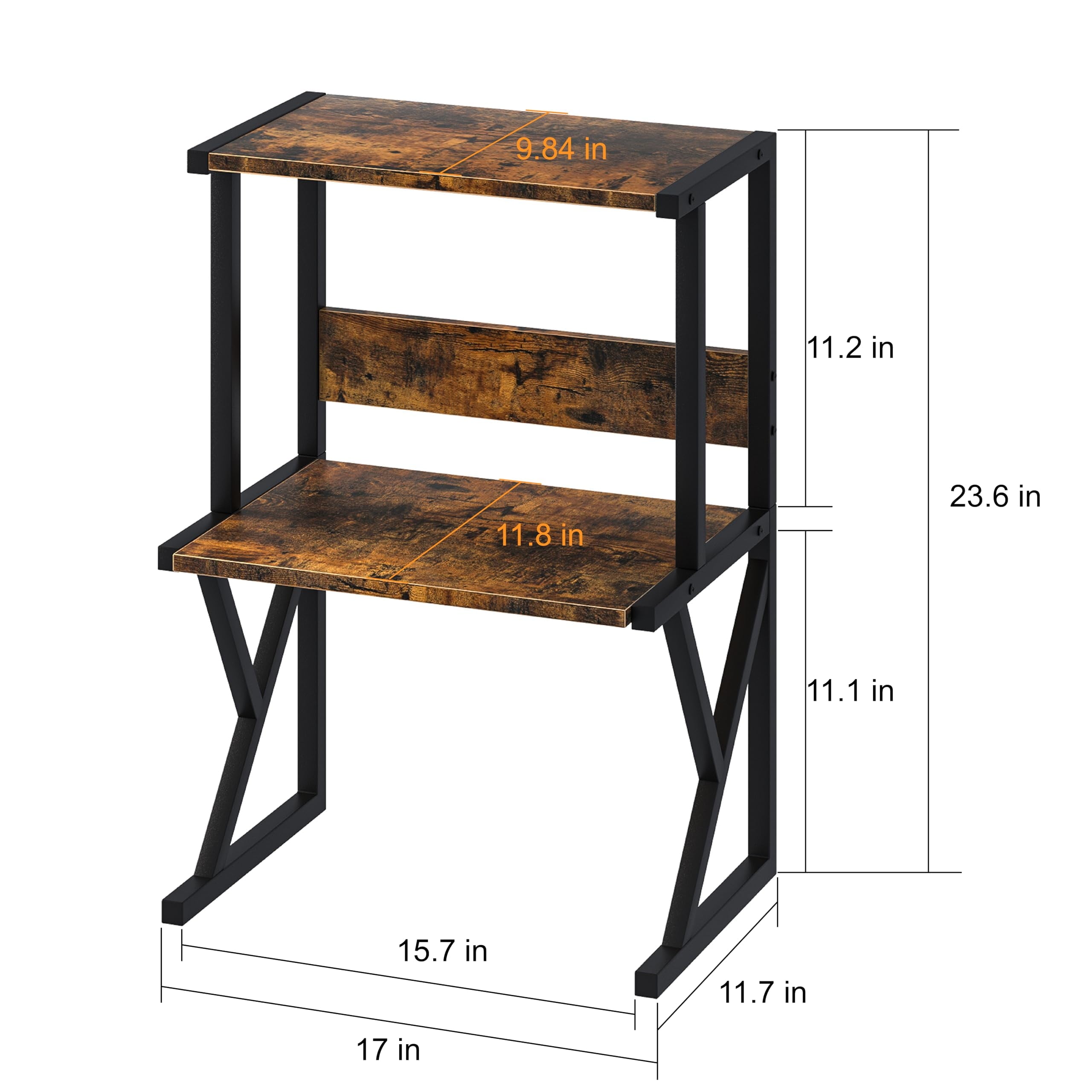 with 3 Tier Wood Storage Shelves,Under Desk Table,Multi-Purpose Home Office Desk Organizer for Fax Machine, Scanner (... - Image 2