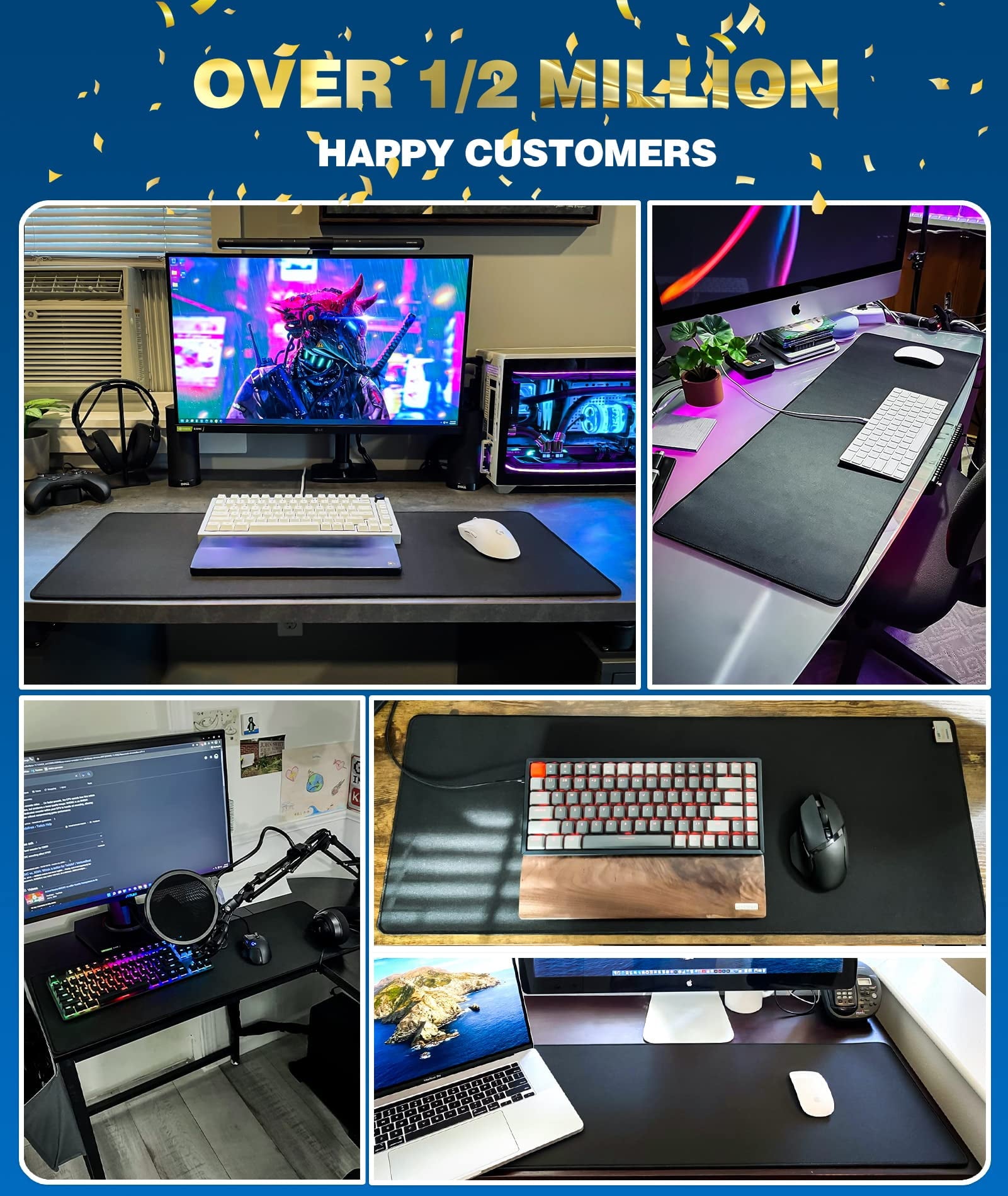 Large Gaming Mouse Pad Desk Mat, Superior Micro-Weave Cloth for Precise Mouse Control, Non-Slip Rubber Base, Stitched... - Image 6