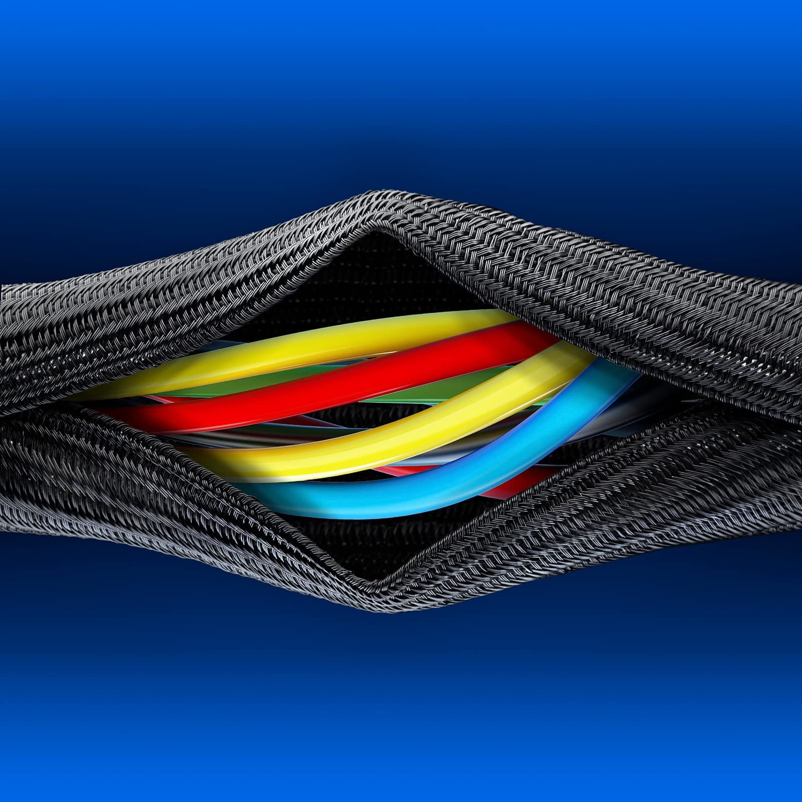 Cable Management, 12 ft Long, 3/4 in. Wide, Braided Cable Sleeve, Wire Loom Split Sleeving for Power Audio and Video ... - Image 4
