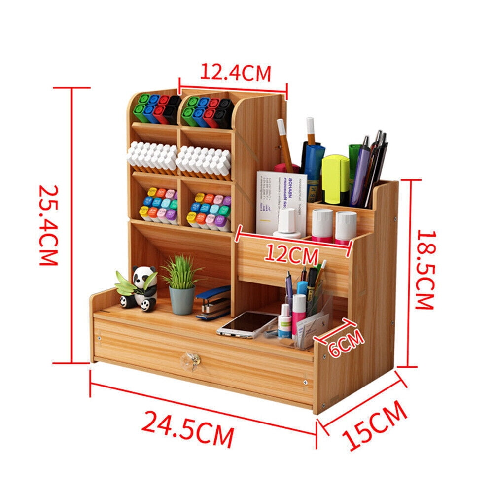 Desk Organizer with Pen Holder and 1 Drawer, Multi-Functional Pen Holder, Pen Organizer for Desk, Desktop Stationary ... - Image 4