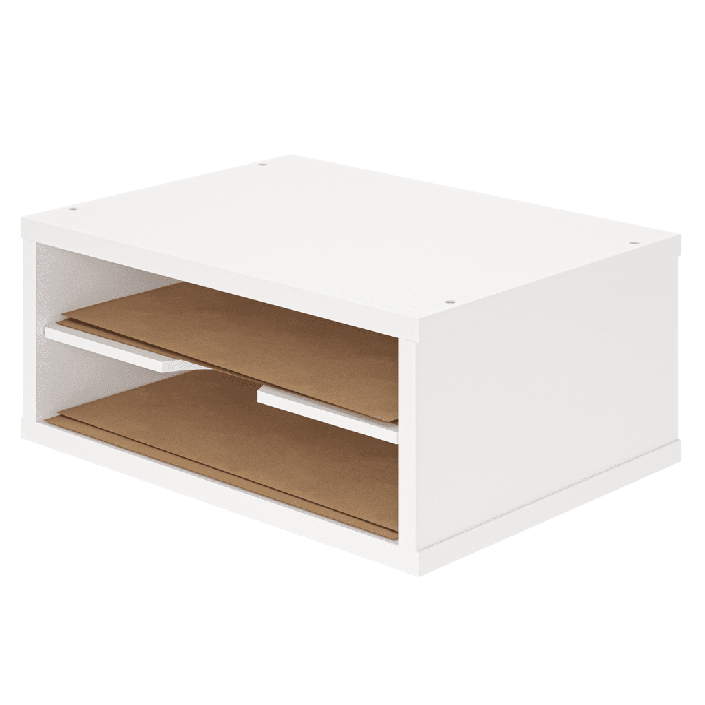 File Organizer, 2-Tier Document Paper Sorter, Stackable Wood Desk Organizer Mail Holder, Monitor Stand with Storage S... - Image 3