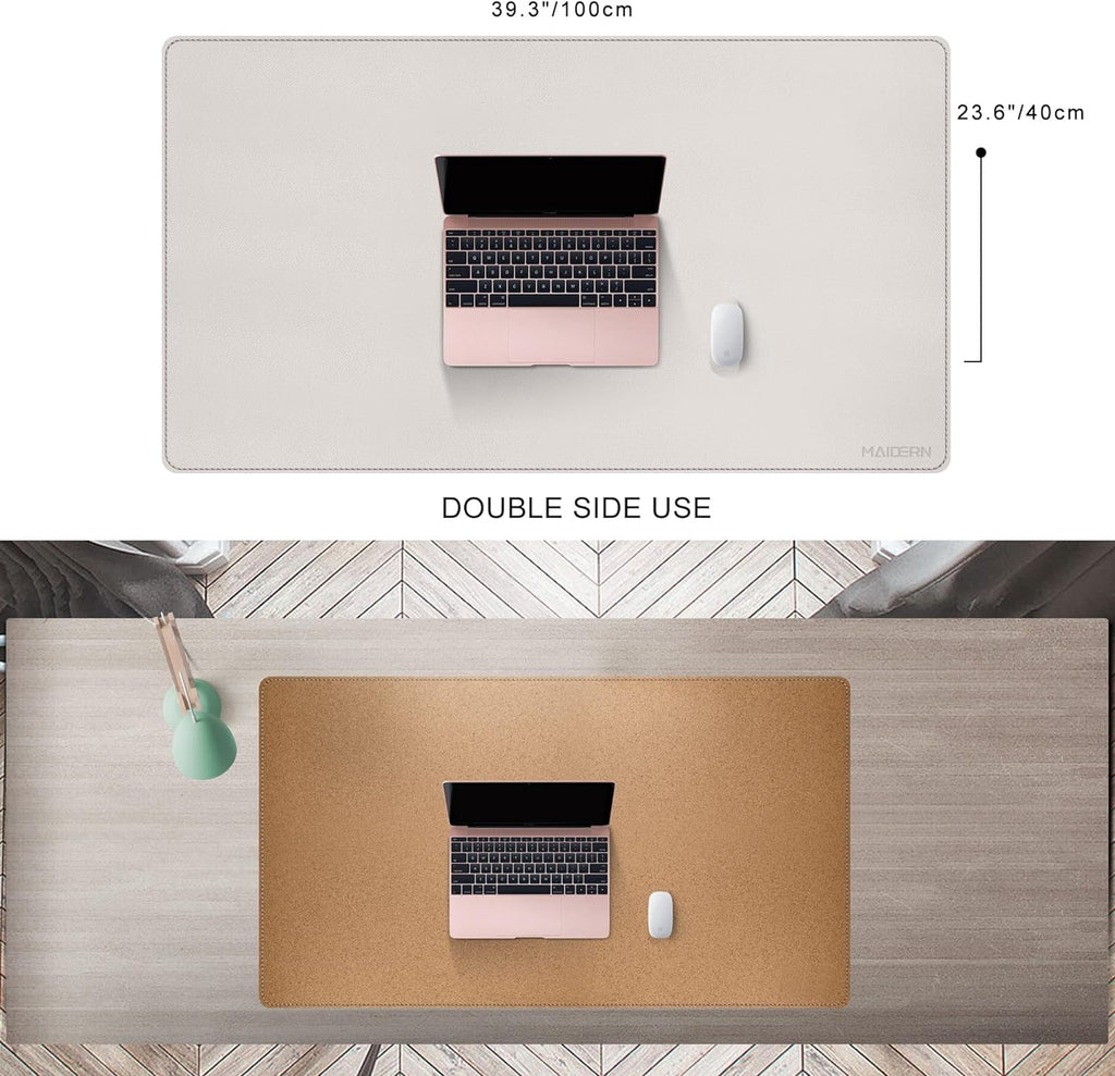 40”x 24” Desk Pad, Reversible Large Desk Mat, Cork & Large Mouse pad for Desk, Waterproof Computer Desk Pad for Gamin... - Image 2