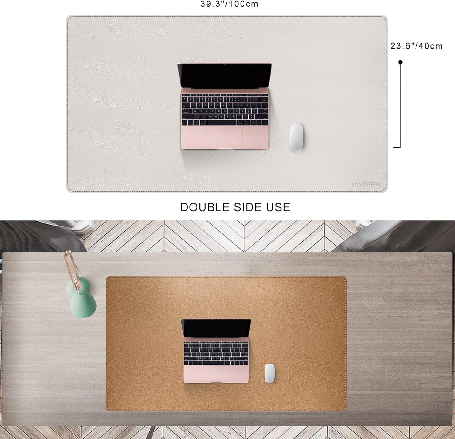 40”x 24” Desk Pad, Reversible Large Desk Mat, Cork & Large Mouse pad for Desk, Waterproof Computer Desk Pad for Gamin... - Image 2