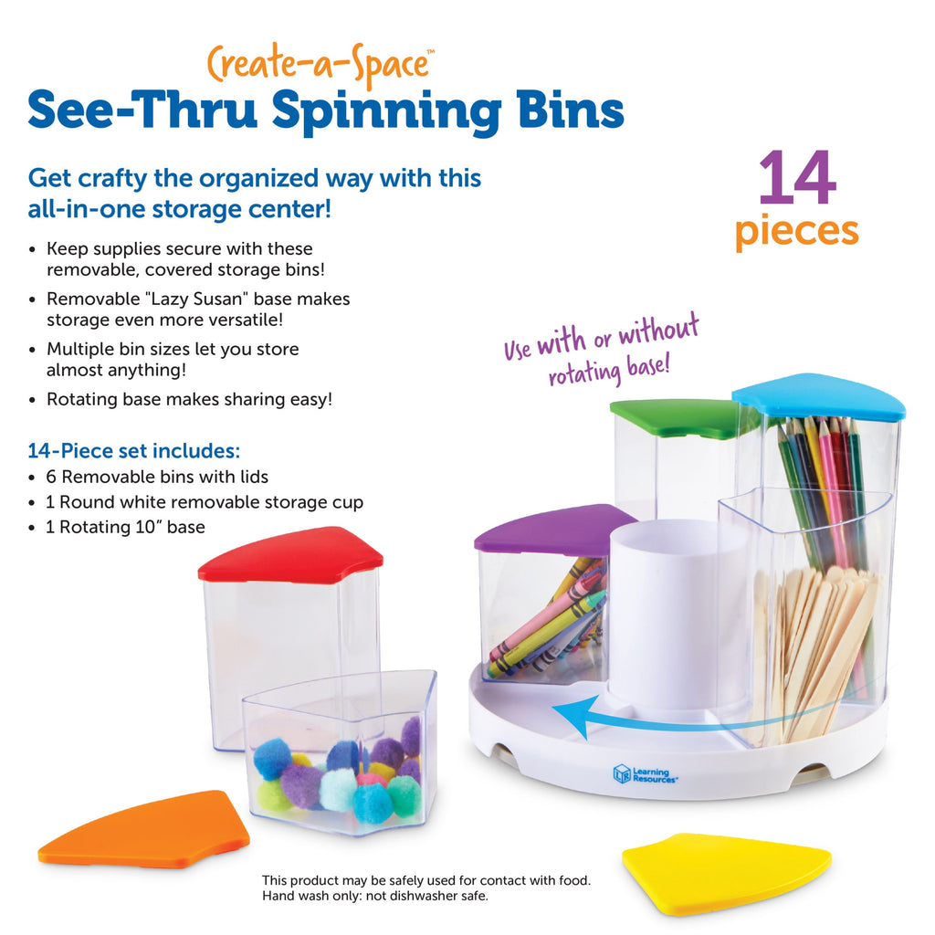 Create-a-Space See-Thru Spinning Bins -14 Pieces Classroom Organization, School Supplies Organizer, Desk Organization... - Image 5