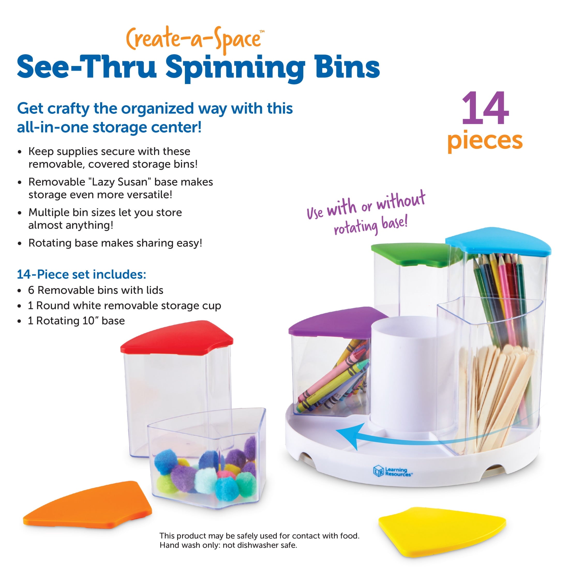 Create-a-Space See-Thru Spinning Bins -14 Pieces Classroom Organization, School Supplies Organizer, Desk Organization... - Image 5