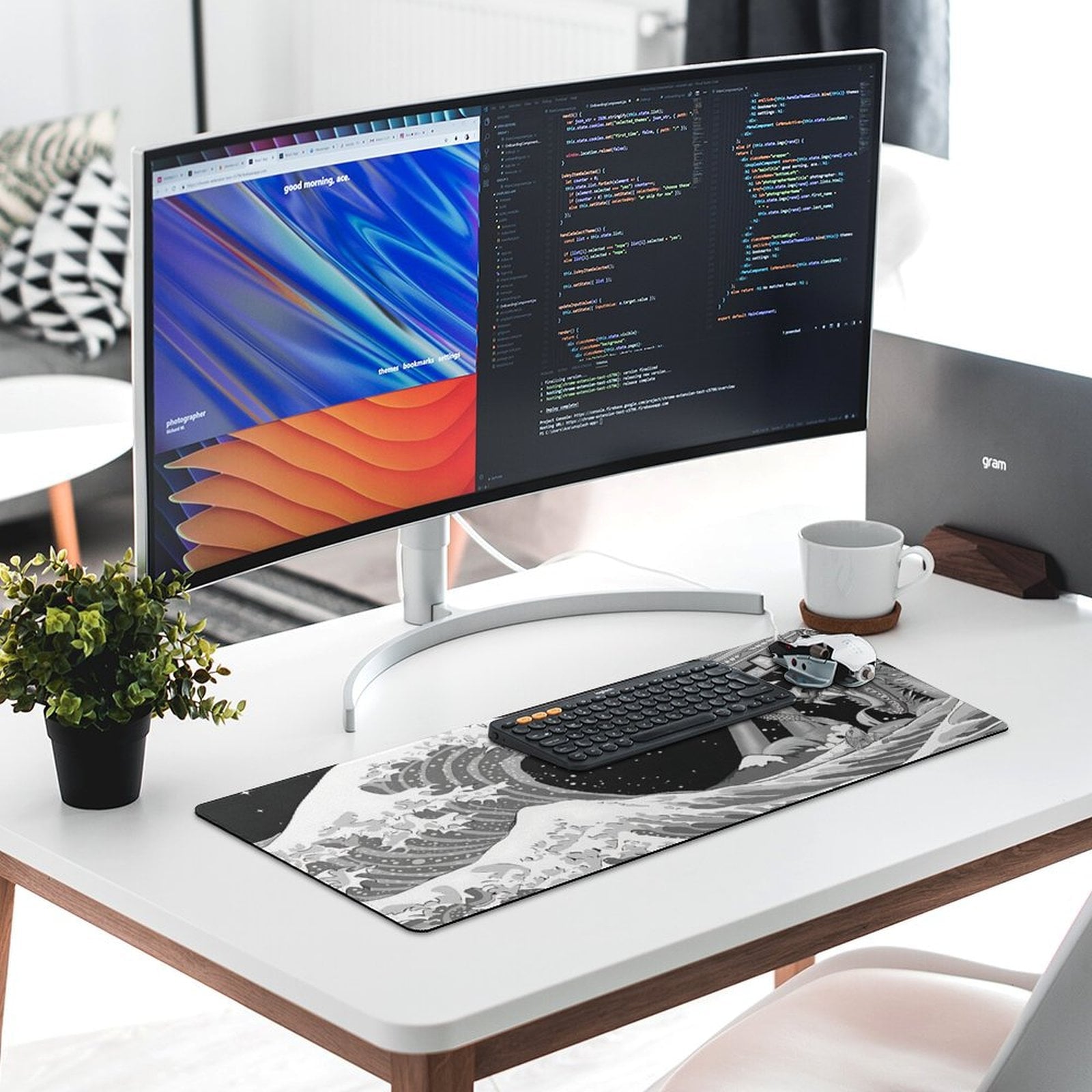 Gaming Mouse Pad Waves Sea Dragon Mouse Pad 31.5x11.8 Inch, Extended XL Computer Desk Mat Waterproof Non-Slip Long De... - Image 6