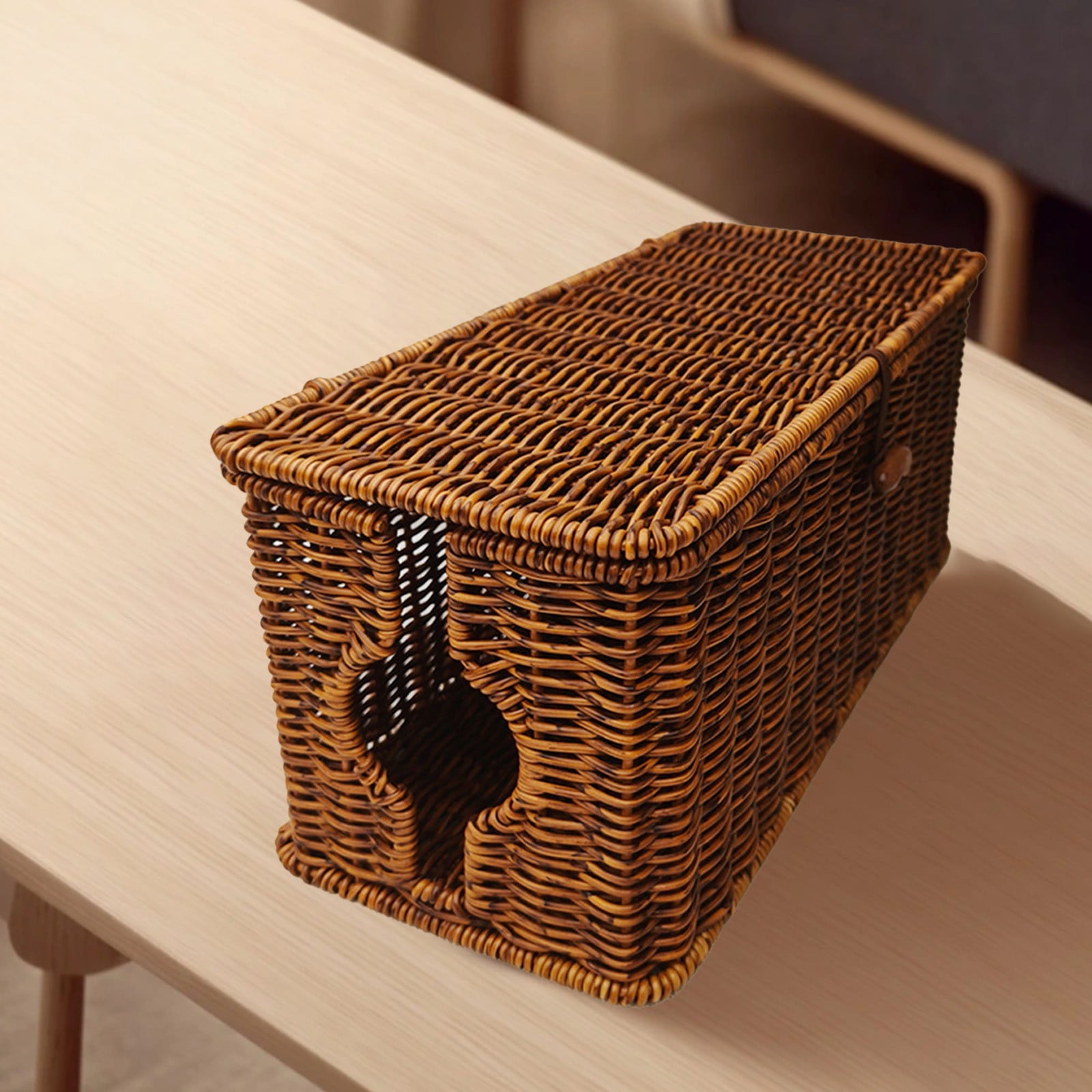 Storage Basket Handmade Cable Management Box Stylish & Functional Cable Organizer Slots For Home & Office TV Wires Computer Router USB Hub & - Image 4