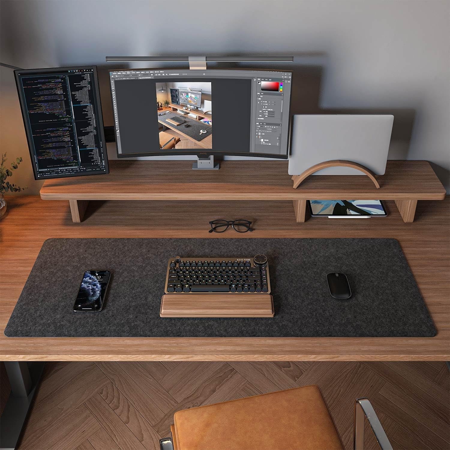 Felt Desk Mat | Computer Mat for Desk(36x12Inches) | Large Felt Mouse Pad and Keyboard Mat | Desk Protector for Office | Dark Gray - Image 4