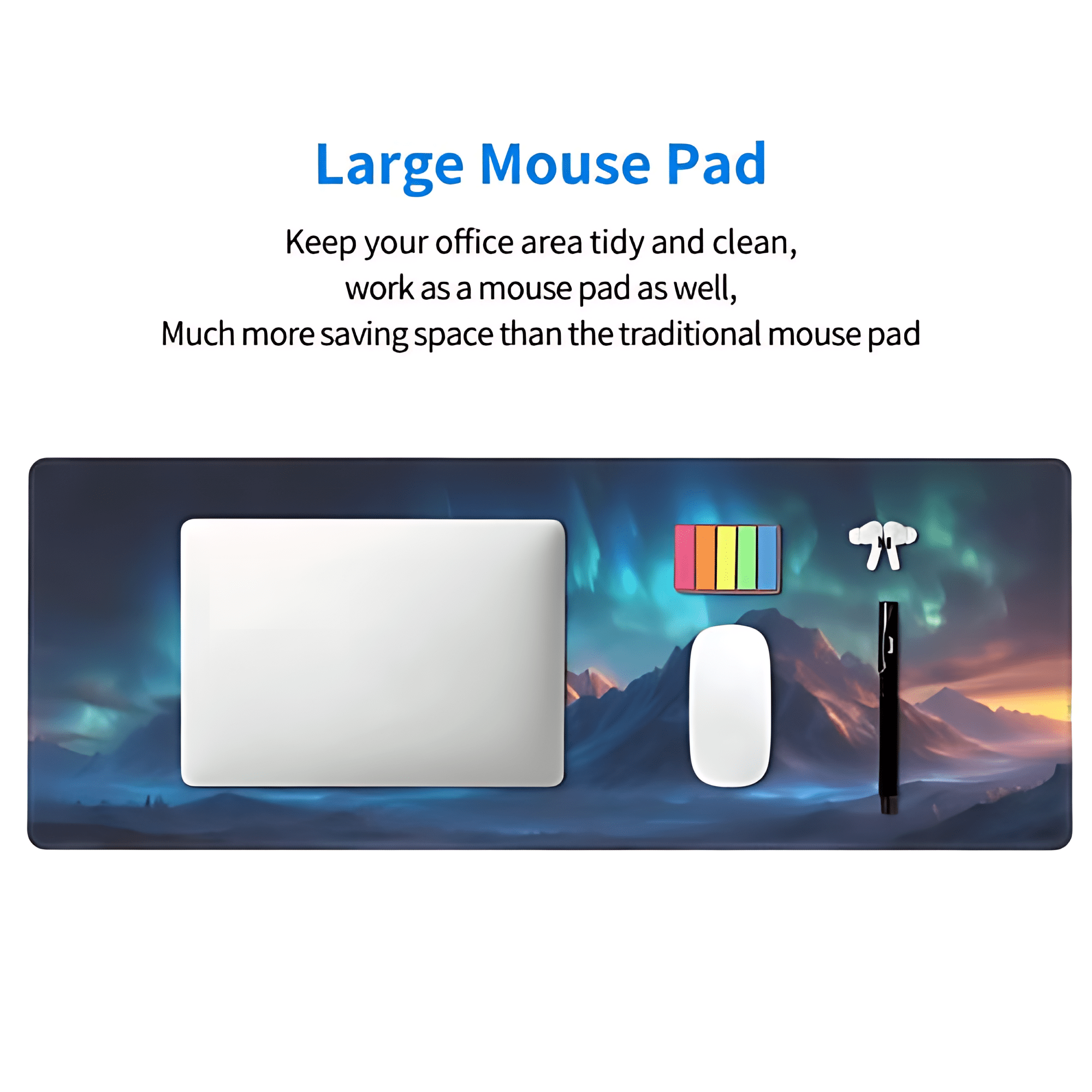 Aurora Gaming Mouse Pad Desk Pad, Extended XL Mouse Pad 31.5"x11.8" Long Computer Keyboard Mouse Mat Mousepad Non-Sli... - Image 5