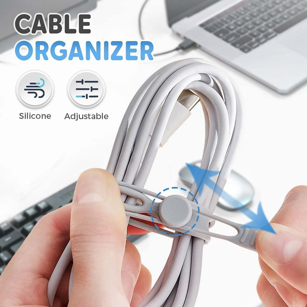 Reusable Silicone Cable Ties, 4.17" Adjustable Cord Organizer for Wire Management, Home Office & Travel Essentials - Image 3