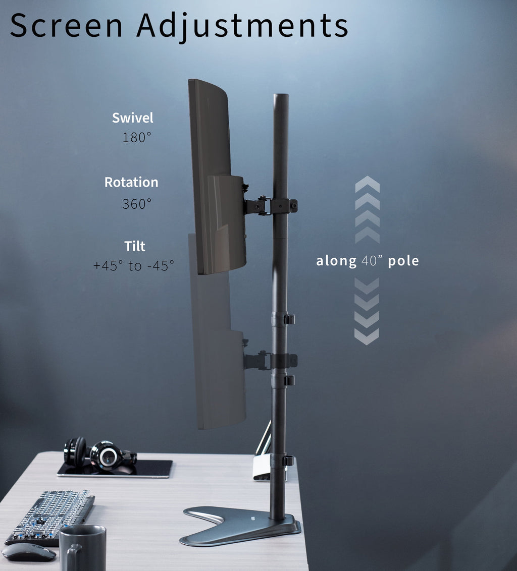 Extra Tall Single Monitor Adjustable Desk Stand for 1 Screen 13" to 27" - Image 5