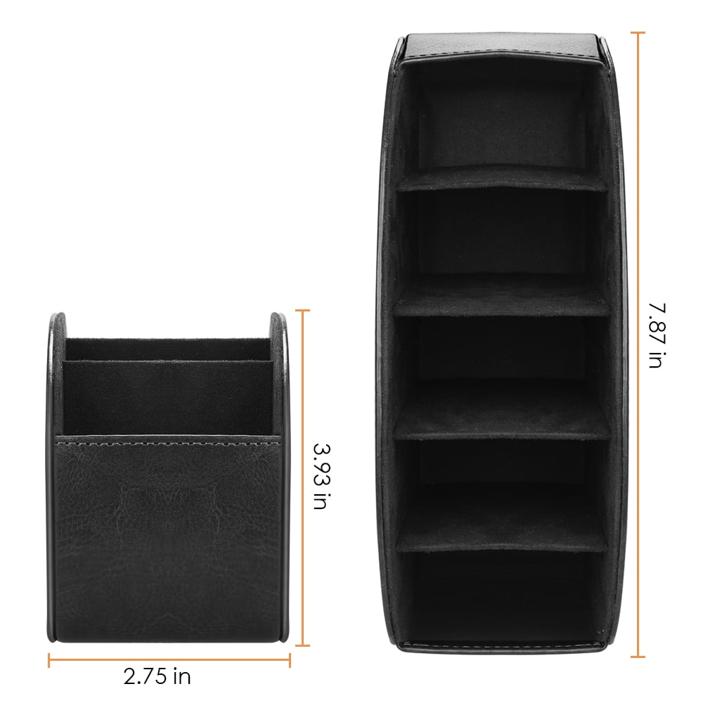 SITHON Remote Control Holder with 5 Compartments - PU Leather Remote Caddy Desktop Table Organizer Store TV, DVD, Blu-Ray, Media Player, Hea - Image 4