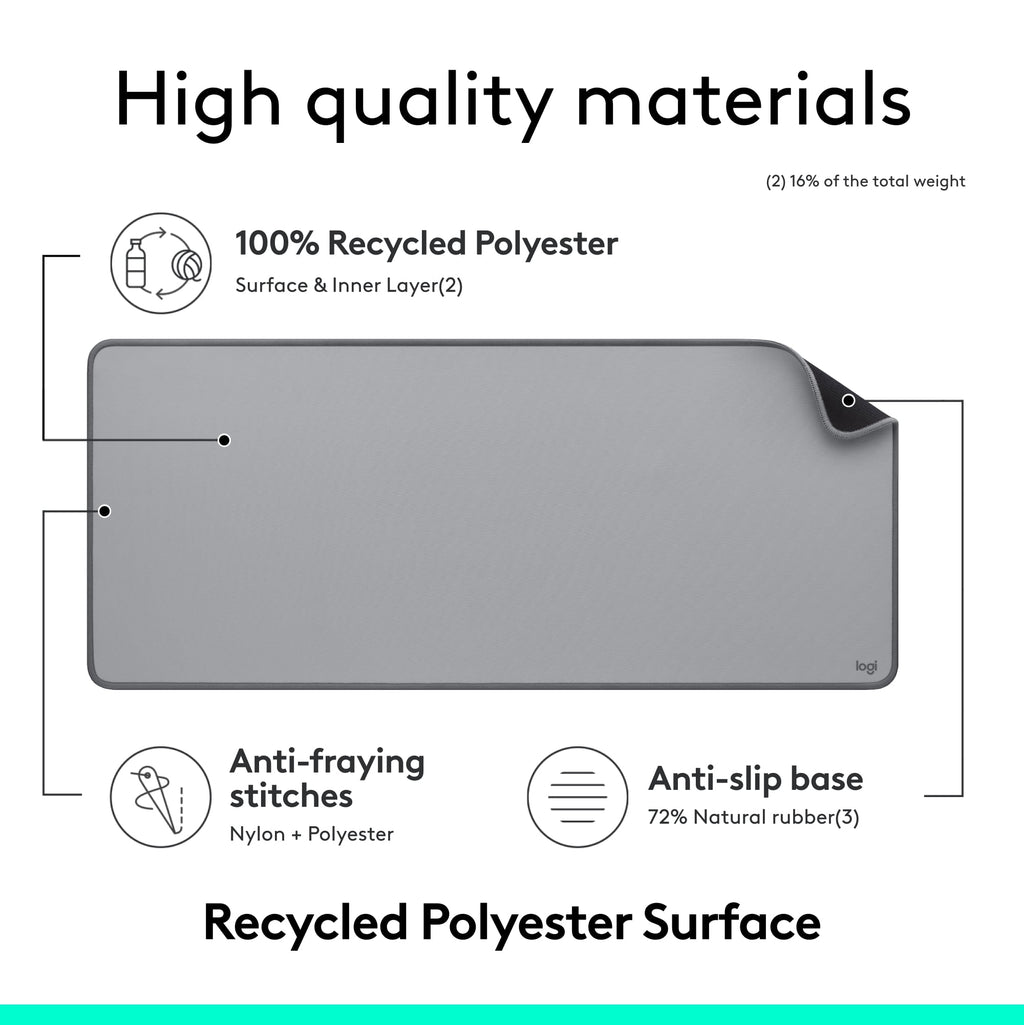 Desk Mat - Studio Series, Multifunctional Large Desk Pad, Extended Mouse Mat, Mid Gray - Image 4