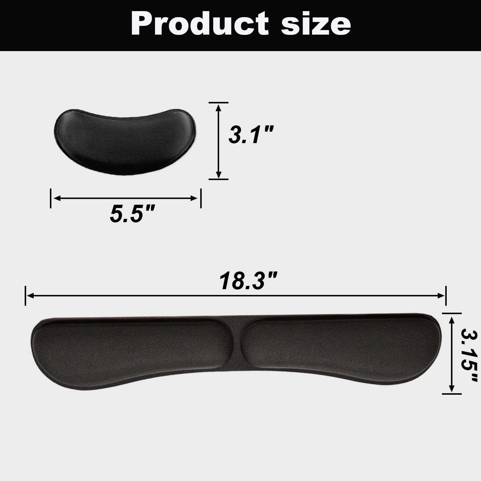 Memory Foam Keyboard Wrist Rest Set, Desk Pads Support Hand and Arm, Ergonomic Keyboard Mouse Wrist Support for Typin... - Image 2