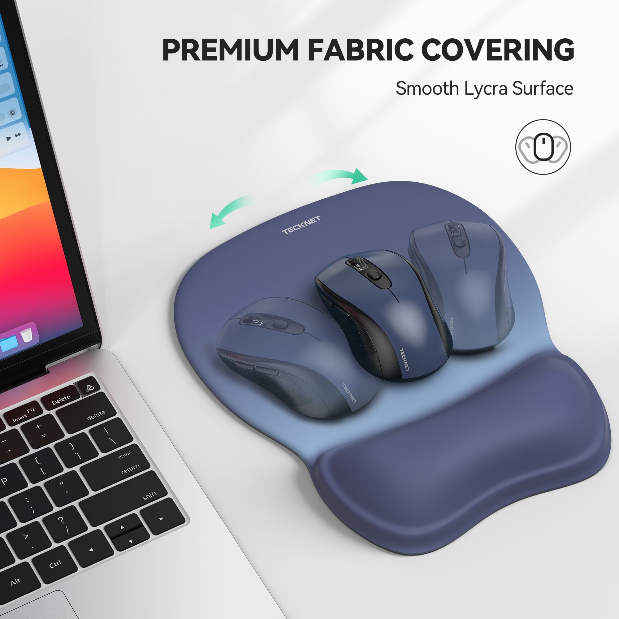 TECKNET Gel Mouse Pad with Wrist Rest, Ergonomic Office Mousepad with Wrist Support - Non-Slip & Smooth Surface Comfortable Desk Accessories - Image 3