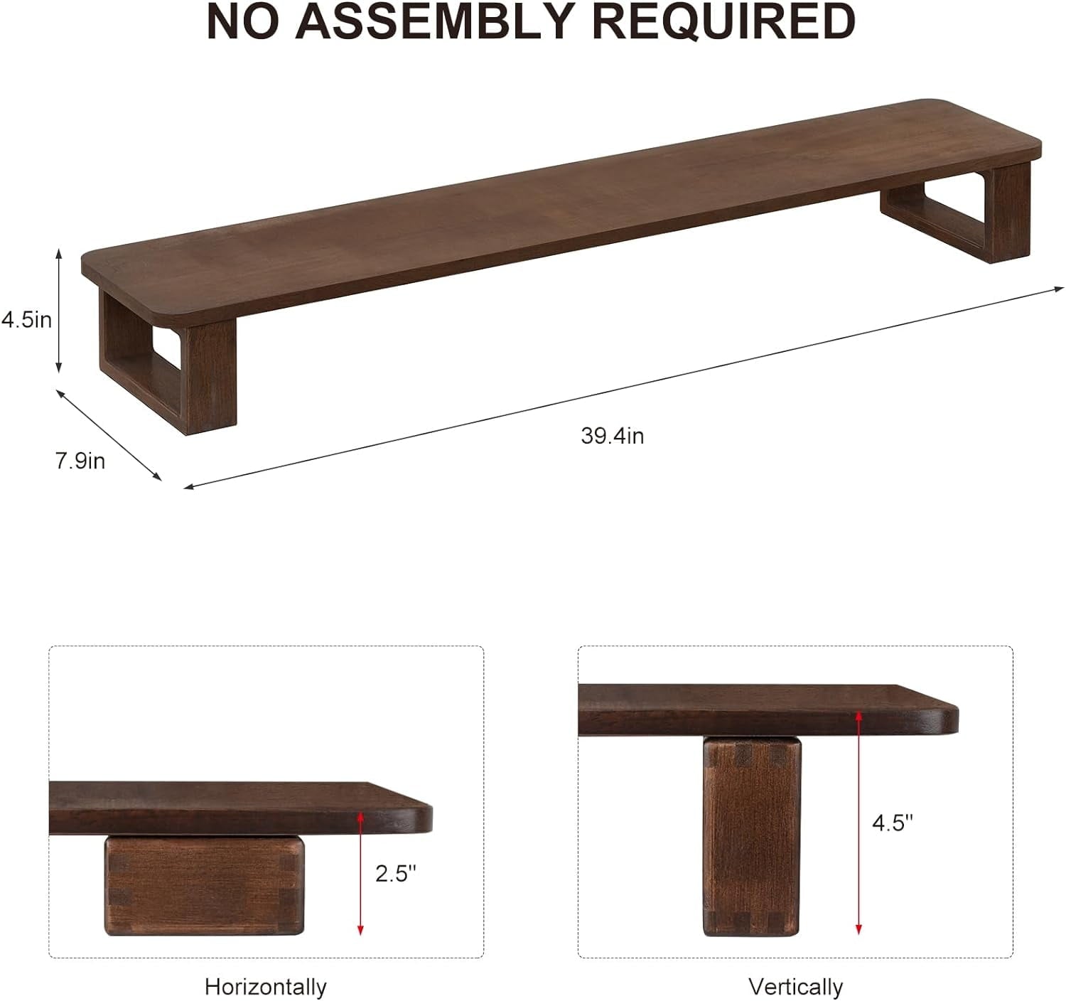Dual Monitor Stand Riser 2 Heights Adjustable Wood Computer Monitor Stand Desktop Organizer, Large Monitor Stand for 2 Monitors, Laptop, TV, - Image 6