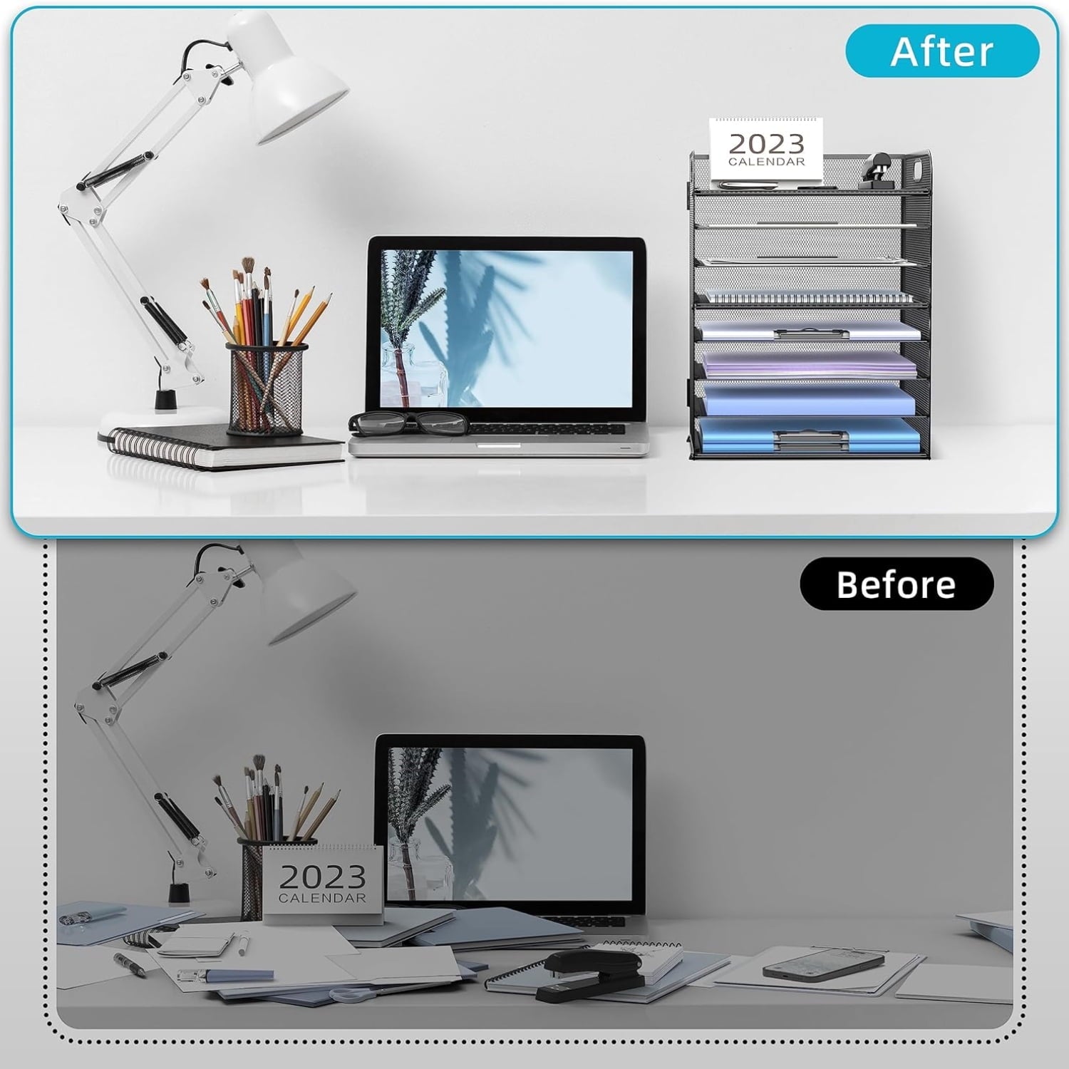 8-Tier Paper Letter Tray Organizer with Handles, Desk Organizers and Accessories, Desk Paper Organizer for Office, Home - Image 3