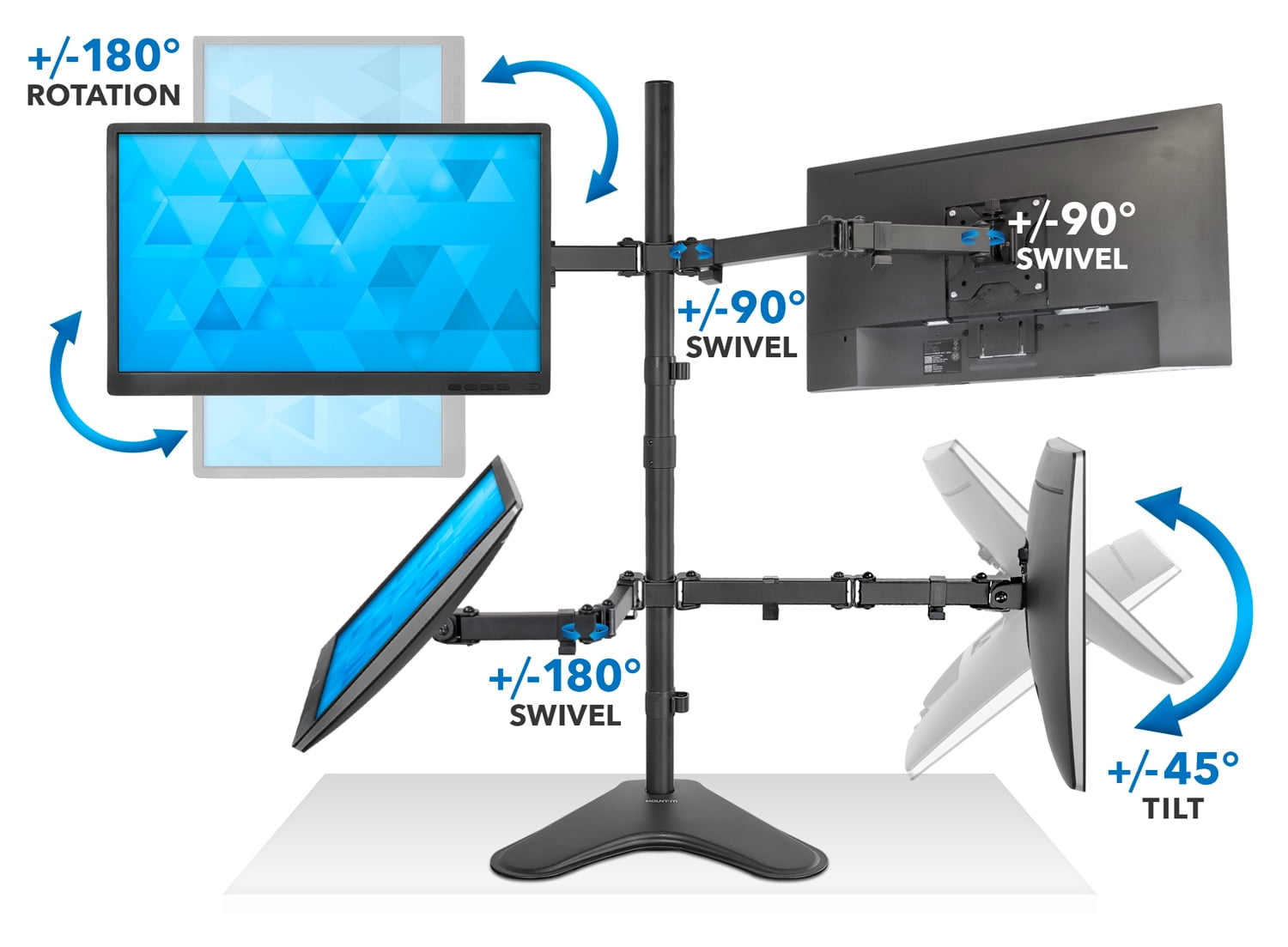 Quad Monitor Desk Stand | Fits 17-32 Inch Screens - Image 2