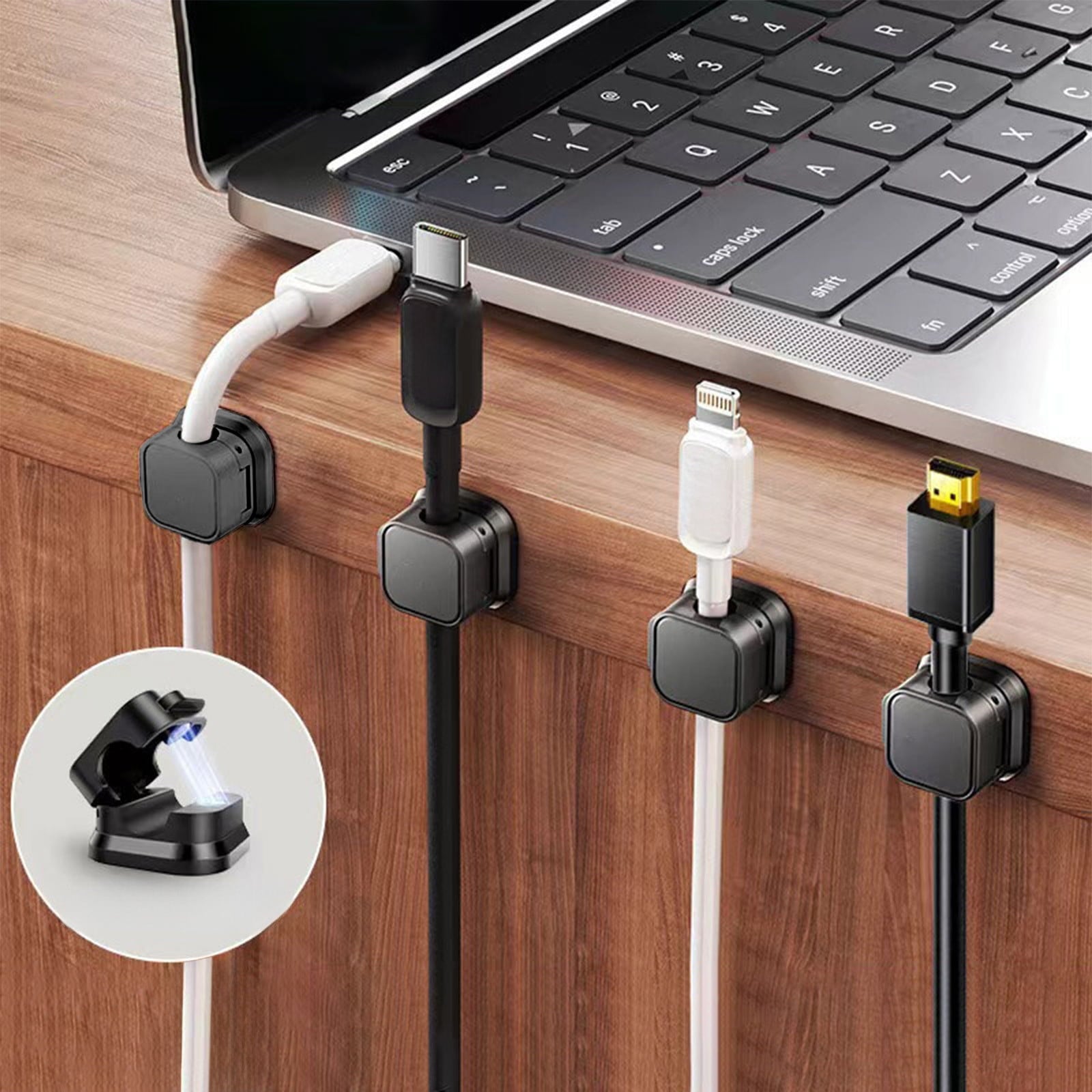 6-Pack Clips – Cord Management Organizer for Desk/Wall/Car | Adhesive, No-Drill Holder Clips for iPhone Charger, Head... - Image 5