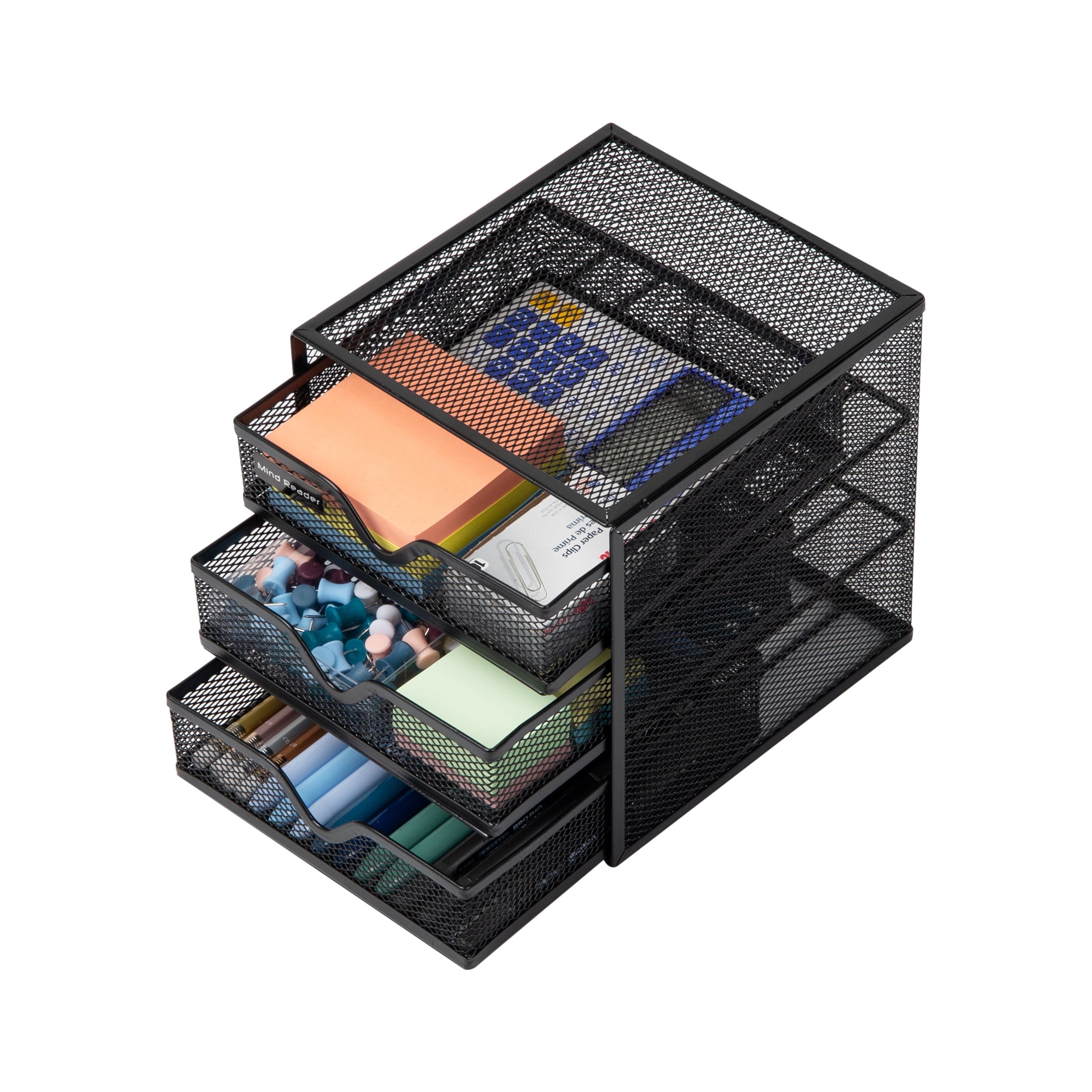 Mesh Mini 3 Tier Drawer Organizer, Desk Supplies Office Supplies Organizer, 3 Drawers, 1 Top Shelf, Black - Image 5