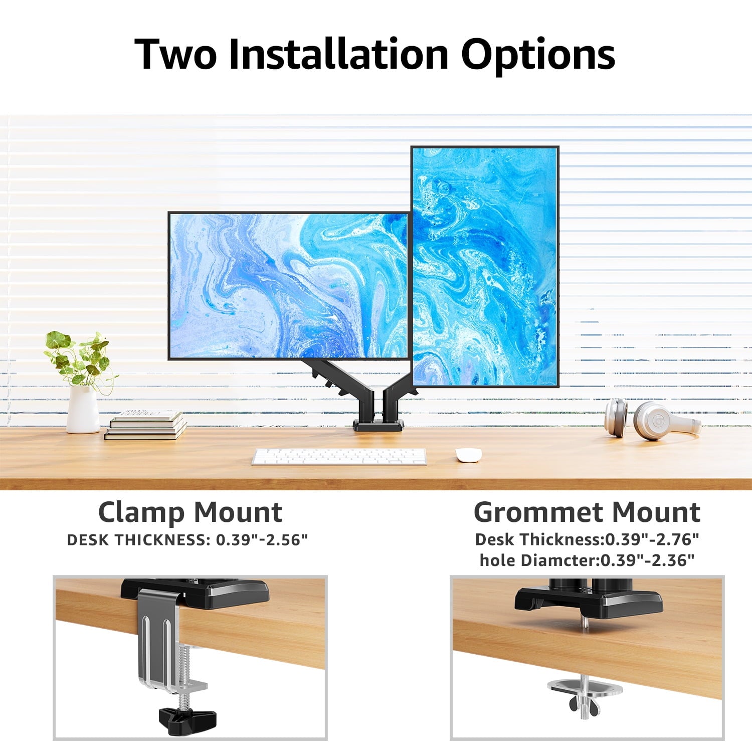 Dual Monitor Mount Stand for 13-32 inch, Gas Spring Monitor Arm for 2 Monitor, Dual Monitor Desk Mount with Tilt, Swi... - Image 5