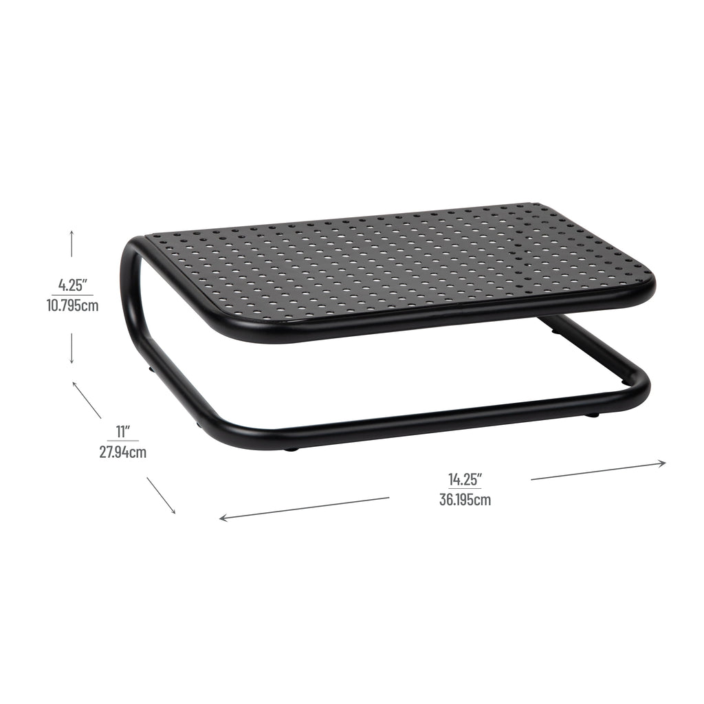 Metal Monitor Stand, Desk Riser Desktop Organizer 14.25"L x 11"W x 4.25"H, Set of 2, Black - Image 3