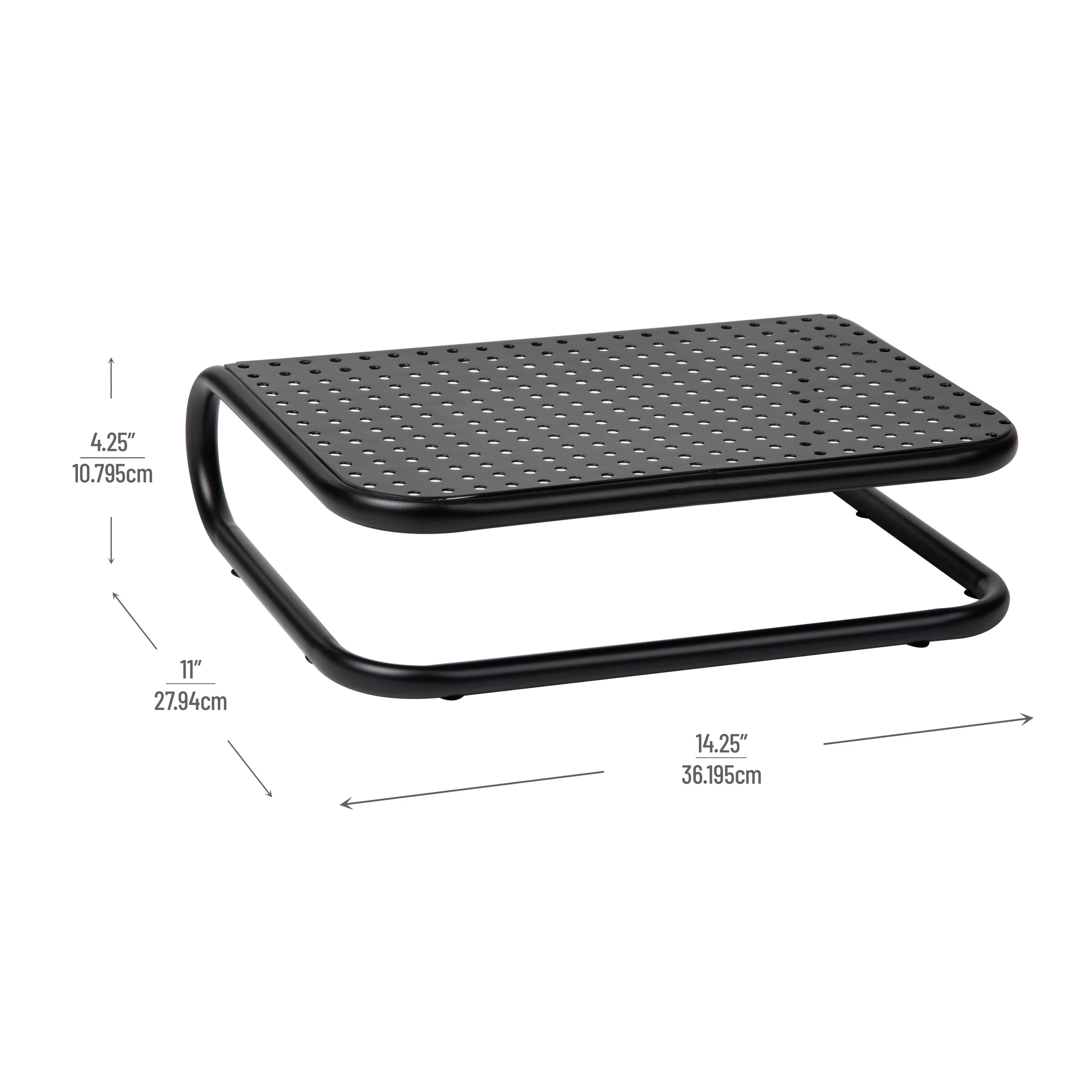 Metal Monitor Stand, Desk Riser Desktop Organizer 14.25"L x 11"W x 4.25"H, Set of 2, Black - Image 3