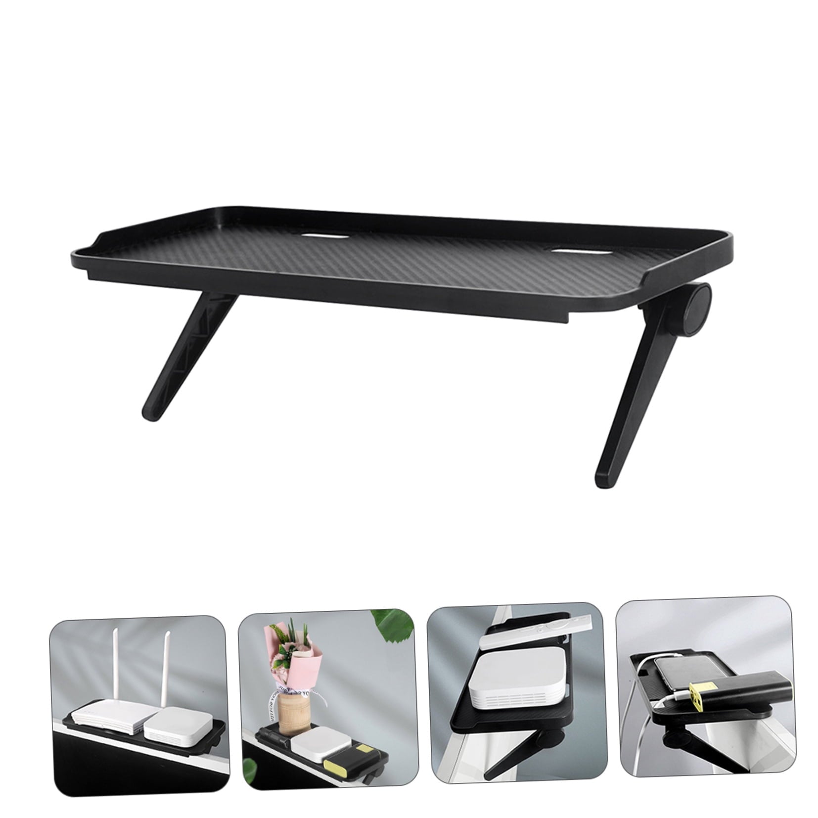 Adjustable Black Monitor Stand Riser for Flat Screen TV, Desktop Computer Storage Organizer Shelf - Image 5