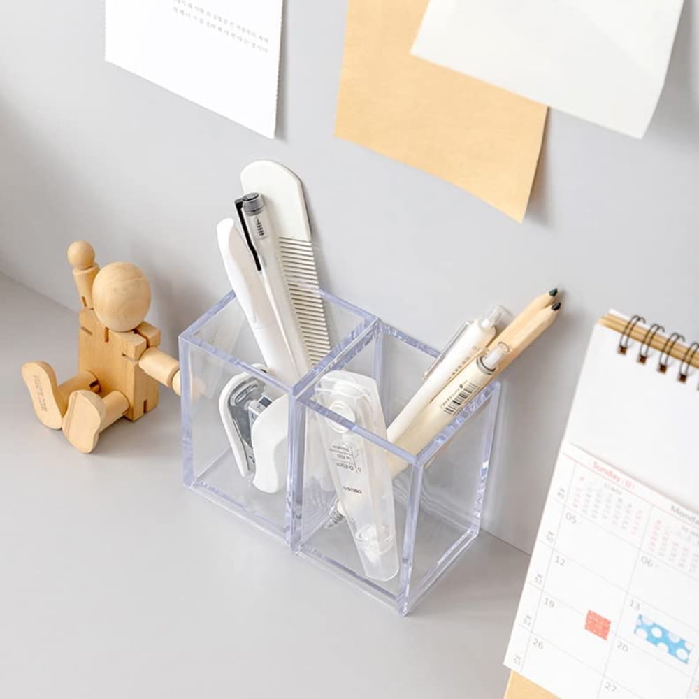 2pcs Acrylic Pen Holder Pencil Cup Desk Accessories Holder,Makeup Brush Storage Organizer for Office School Home Supp... - Image 4