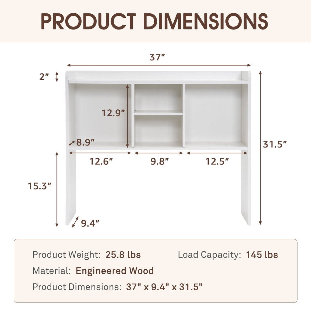 Desktop Bookshelf, Office Desktop Shelf, Wood Desk Hutch for Computer Desk, Adjustable Display Rack, Multipurpose Desktop Bookshelf Storage - Image 3