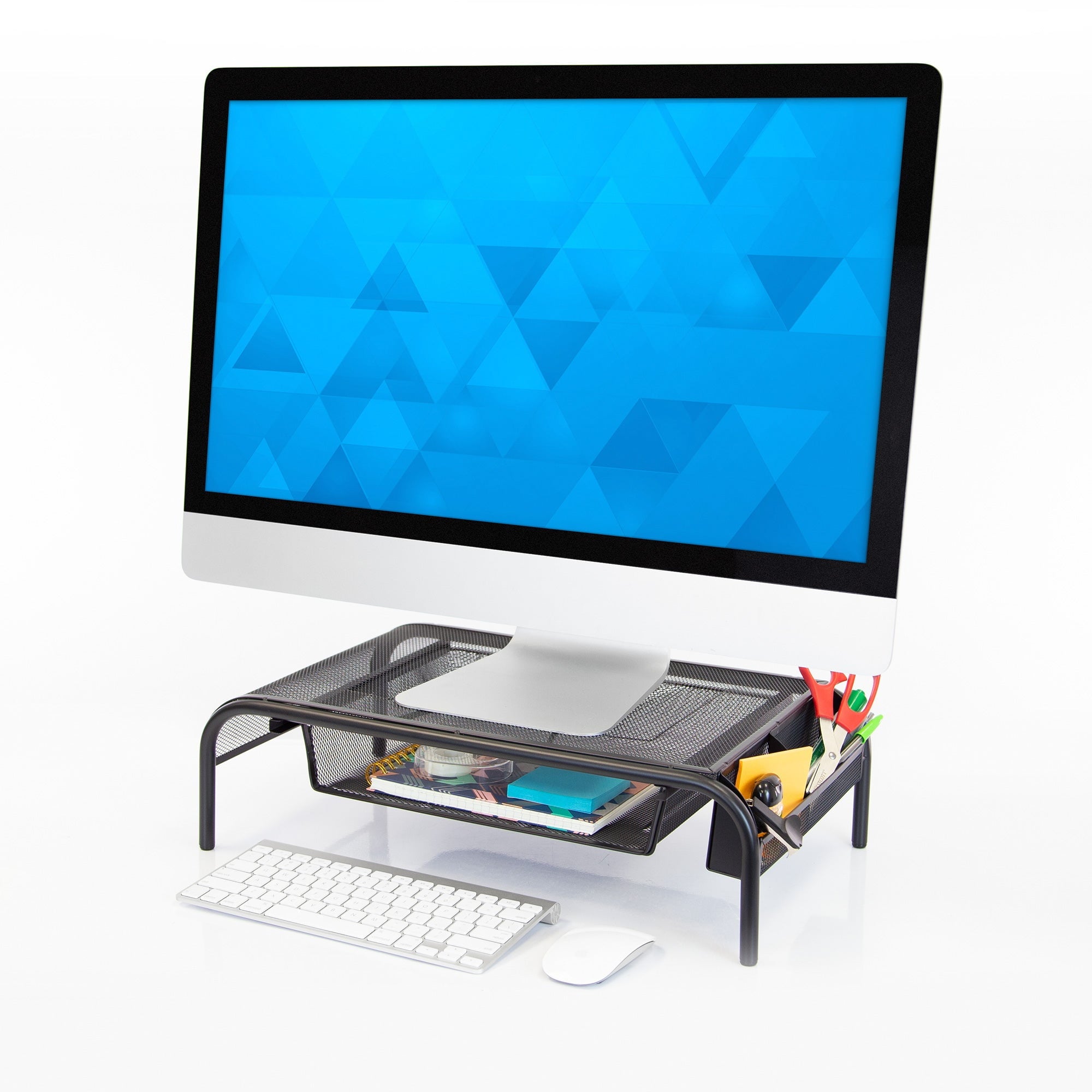 Metal Mesh Computer Monitor Stand and Riser with Pullout Drawer - Image 6