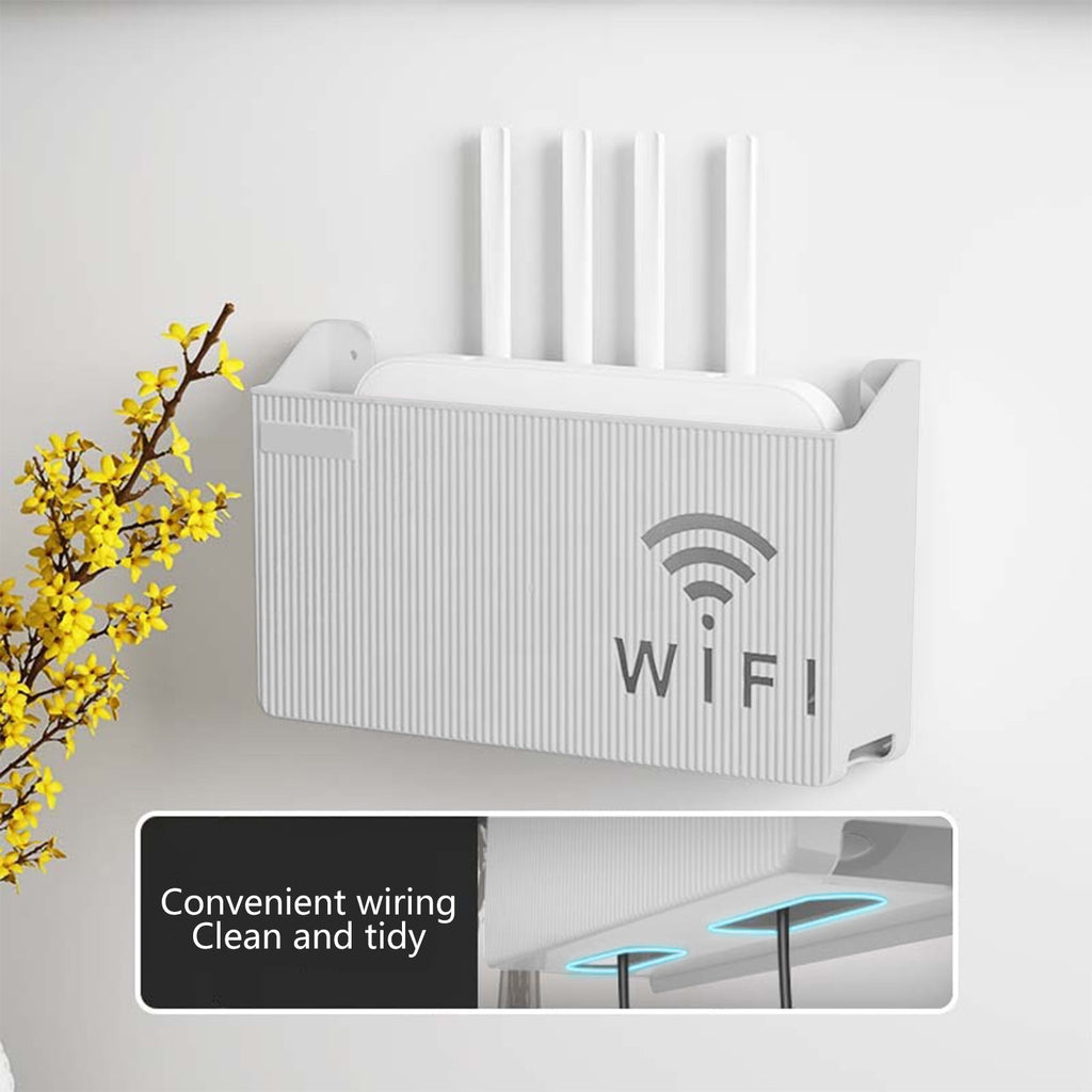 Wall Mount Router Shelf Organizer with Cable Management, No Drilling Wall Mounted Storage Box Holder for WiFi Modem, Home Office Desk Organi - Image 2