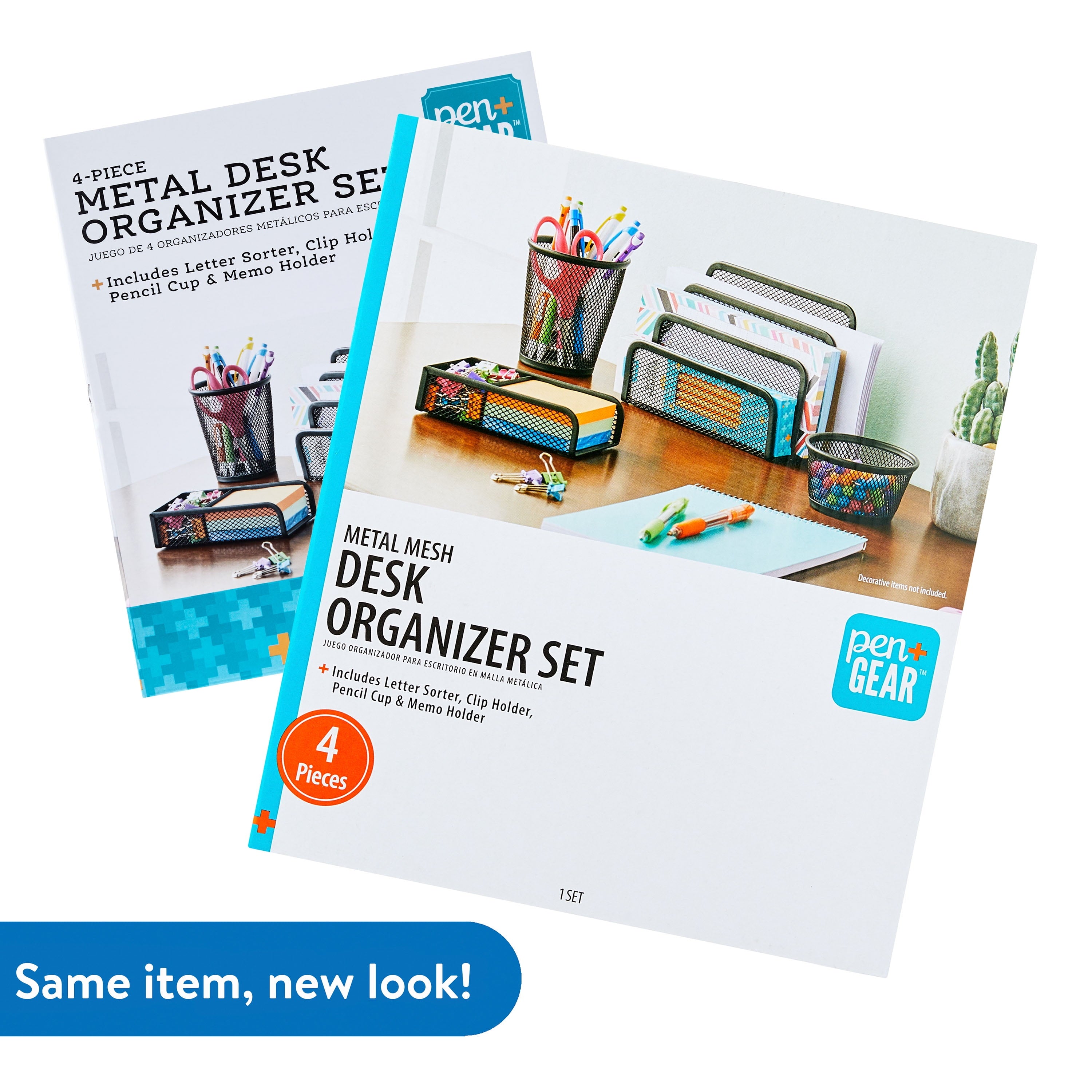 4-Piece Metal Desk Organizer Set, Black - Image 2