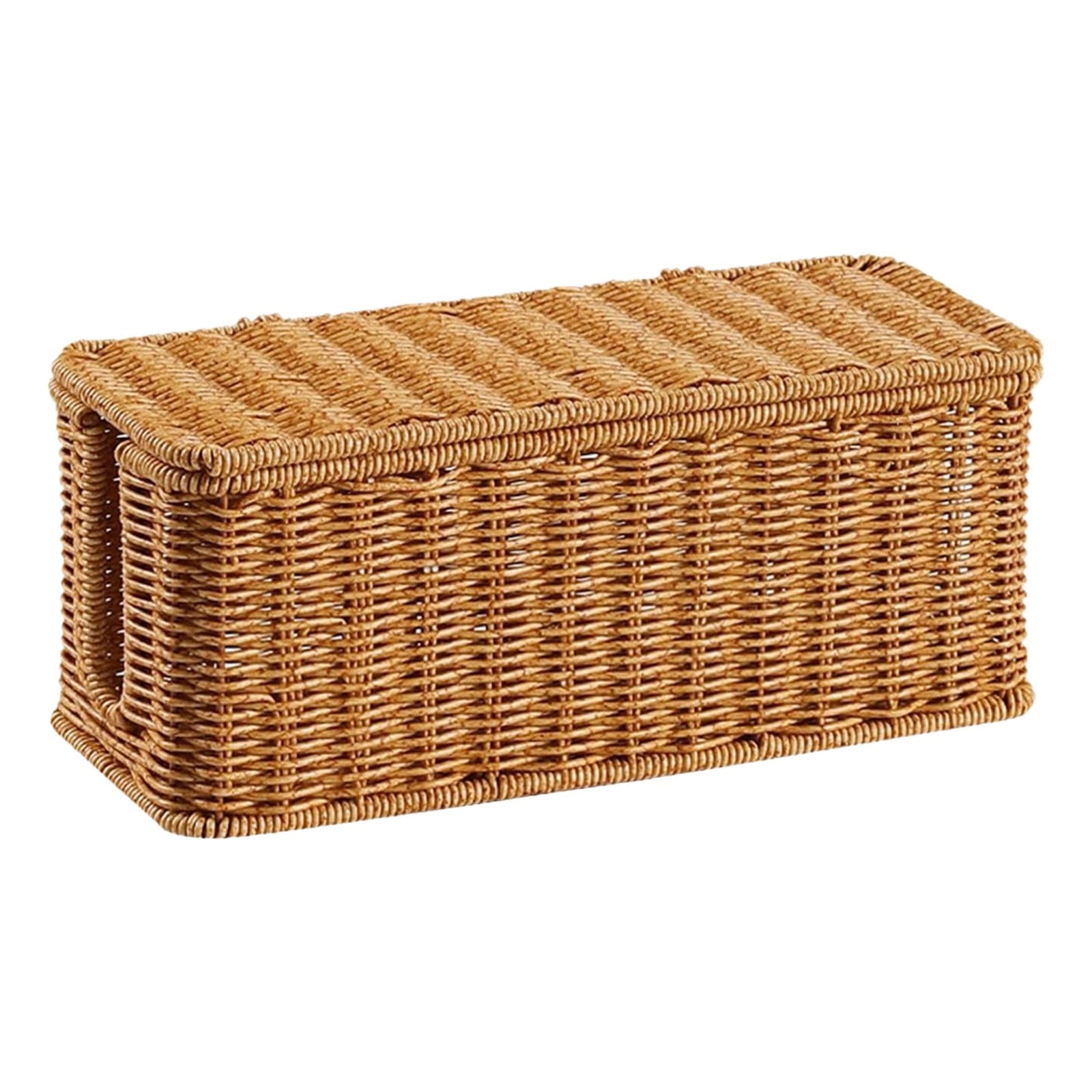 Socket Organizer， Large Cable Management Box Handwoven Imitation Rattan Organizer Box Decorative Box Cable Organizer Box for Desk Management