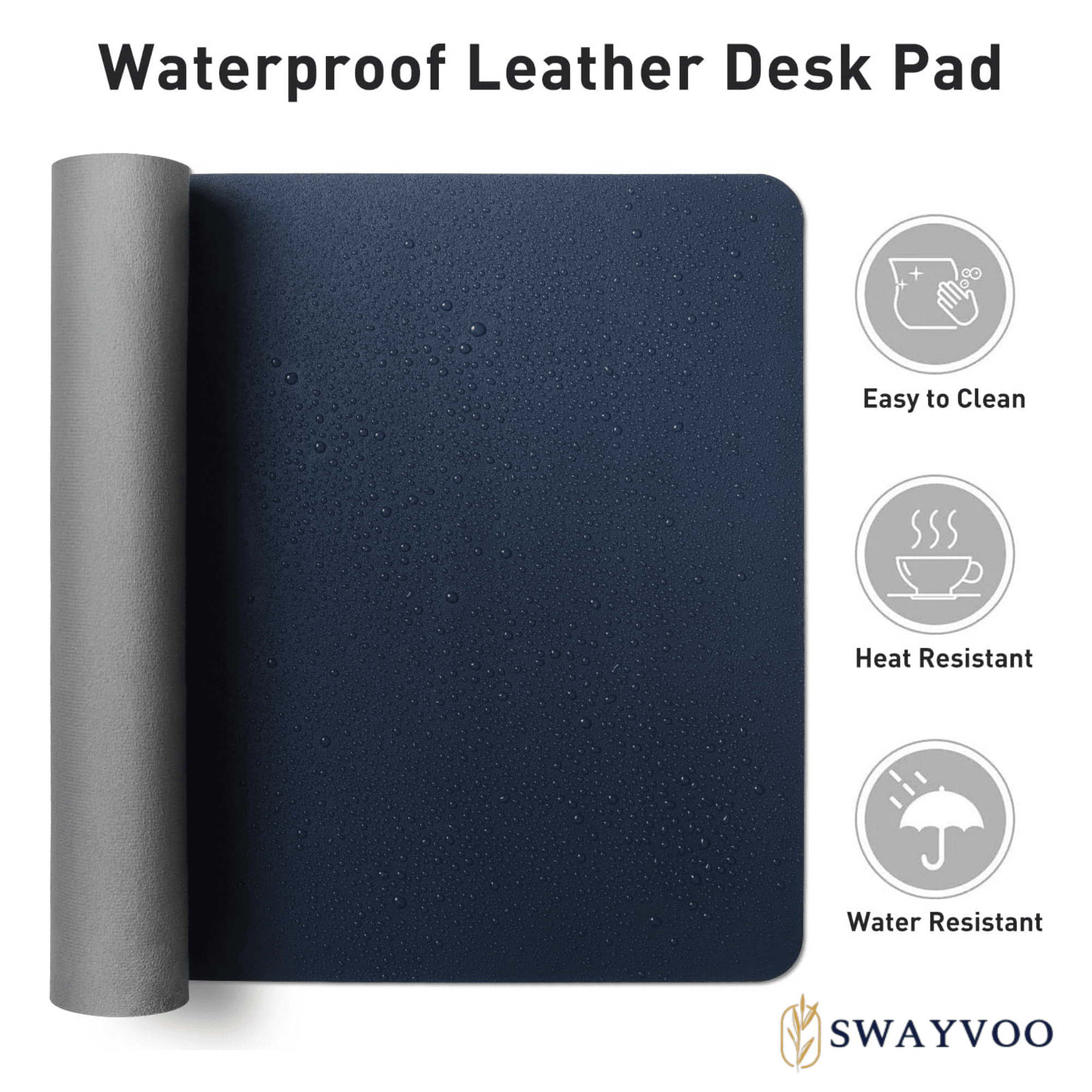 Desk Pad Protector, 31.5" × 15.7" PU Leather Mouse Pad, Office Desk Mat, Non-Slip Desk Blotter, Waterproof Laptop Wri... - Image 6