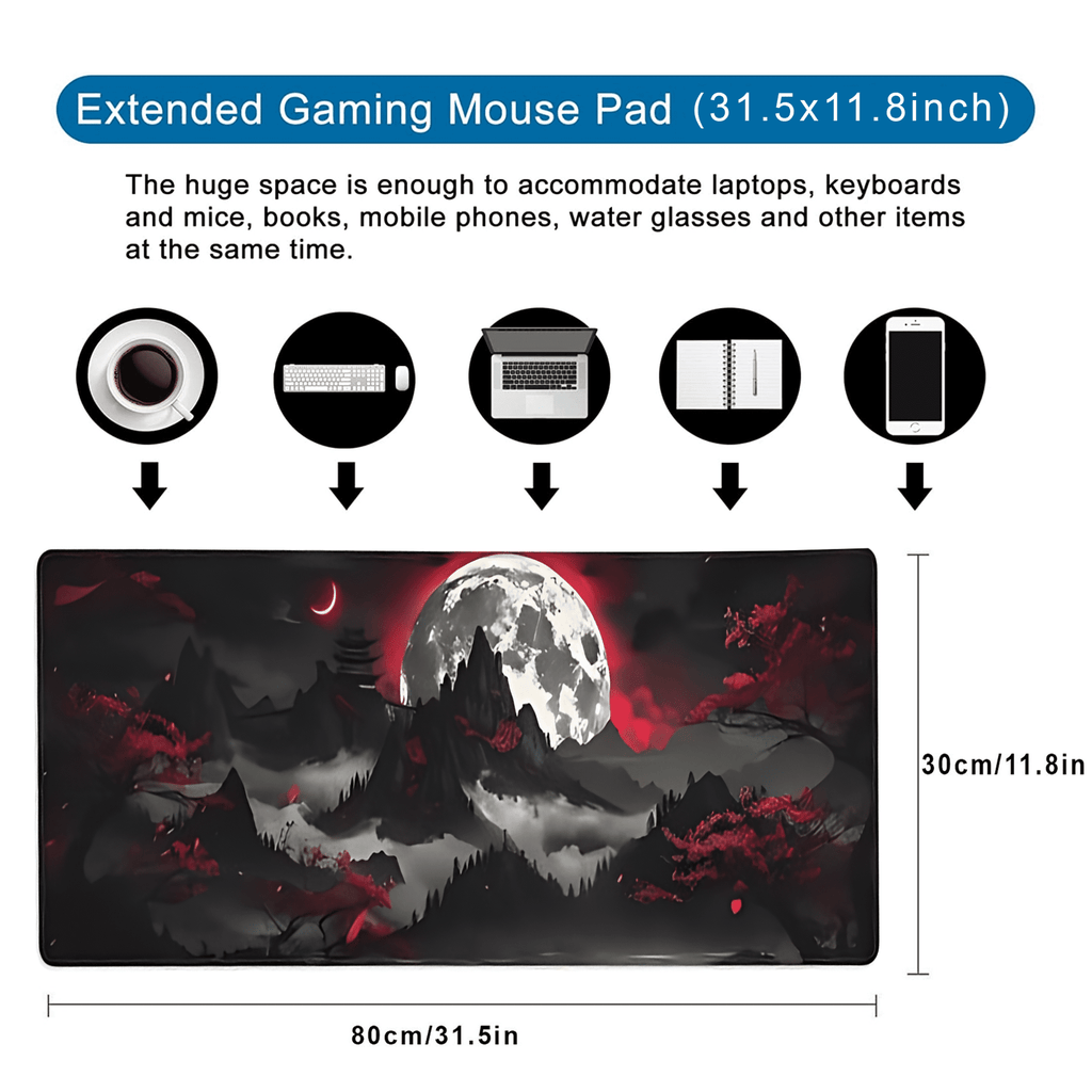 AIOE Extended Gaming Mouse Pad, Large Mouse Mat 3 mm Nature Rubber Base Mousepad with Stitched Edges, Non-Slip Desk Mat for Office Home Grea - Image 2