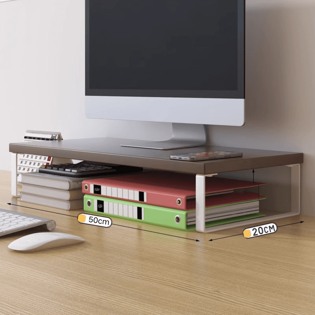 20 Inch Monitor Stand Riser, Computer Monitor Stand for Office Computer, Laptop, Small Printer, Walnut/White Desk - Image 4