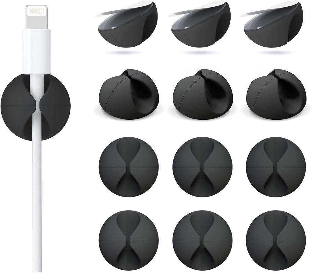 12 Pack Cable Clips, Znben Cable Holder for Desk Cord Organizer Adhesive Cord Management Charger Wire Holder Clips fo...